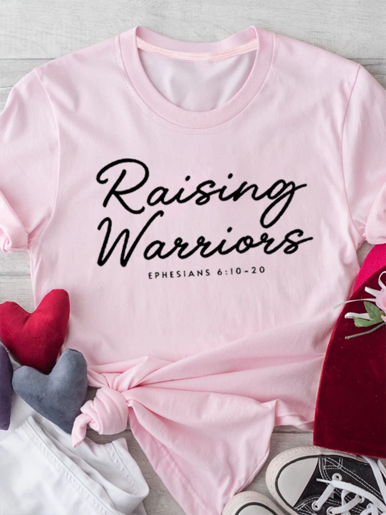 Ephesians 6:10-20 Raising Warriors Women's Christian T-shirt claimedbygoddesigns