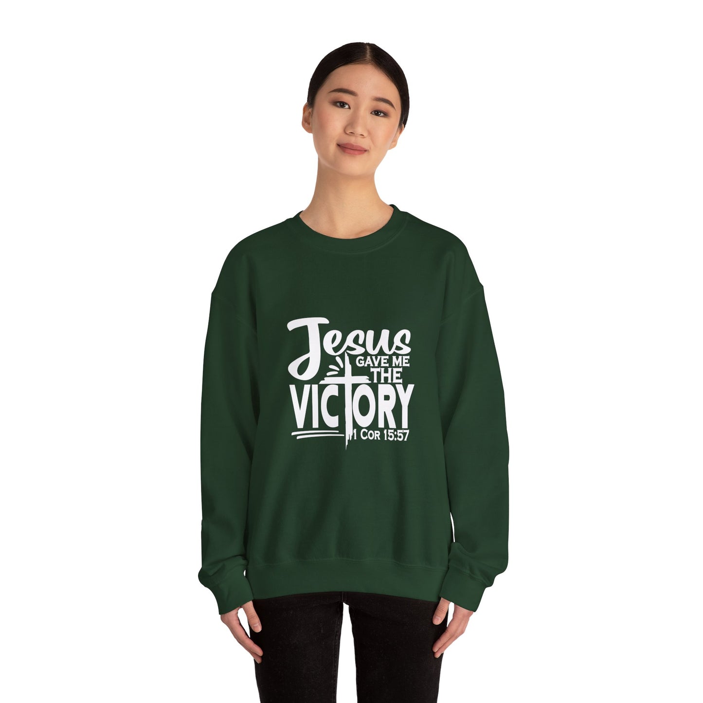 Jesus Gave Me The Victory Unisex Heavy Blend™ Crewneck Christian Sweatshirt