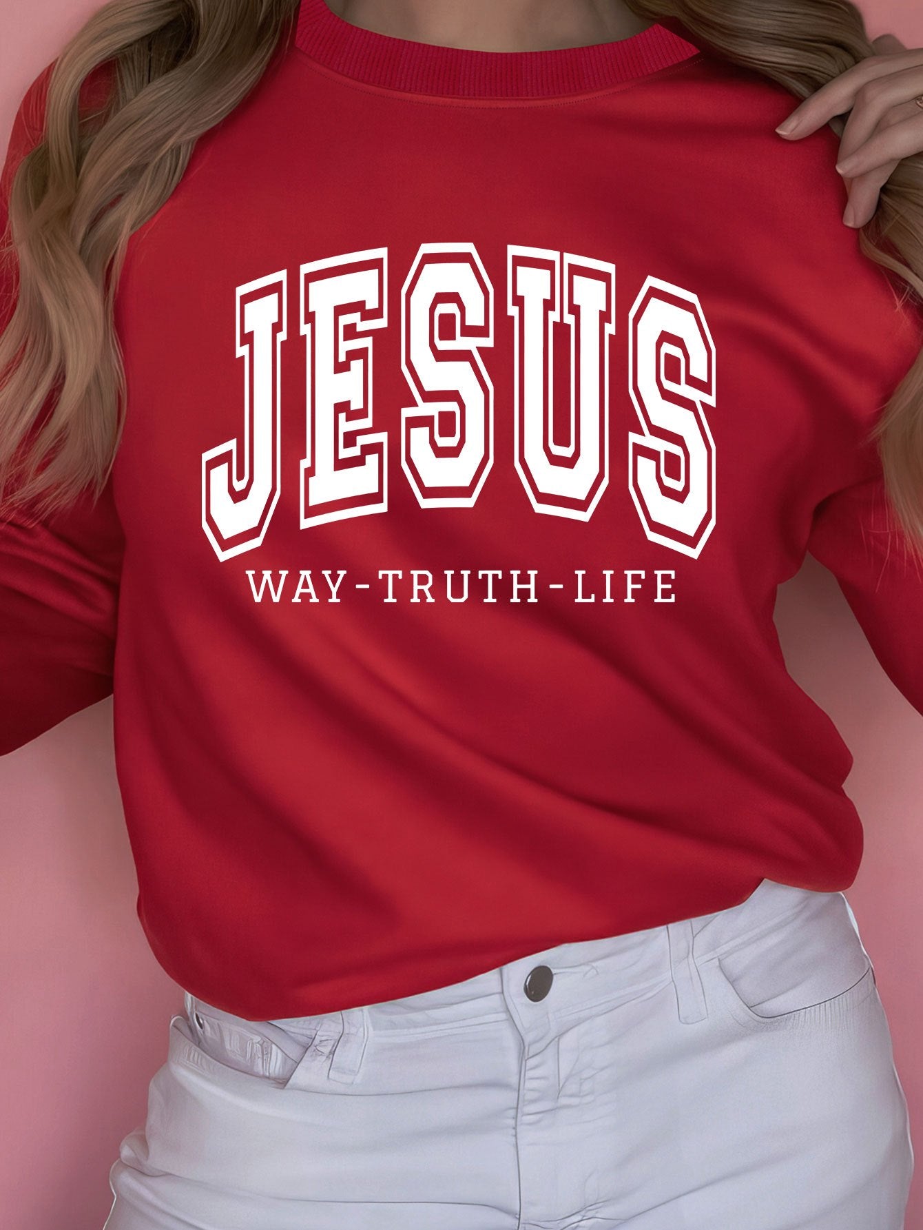 Jesus Way Truth Life Women's Christian Pullover Sweatshirt claimedbygoddesigns