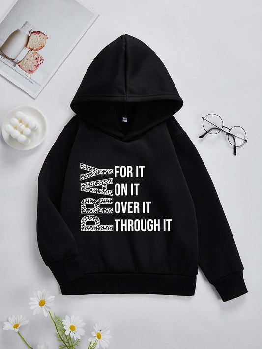 PRAY For It, On It, Over It, Through It Youth Christian Pullover Hooded Sweatshirt claimedbygoddesigns