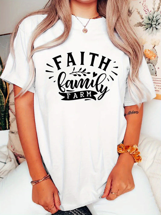 Faith Family Farm Women's Christian T-shirt claimedbygoddesigns
