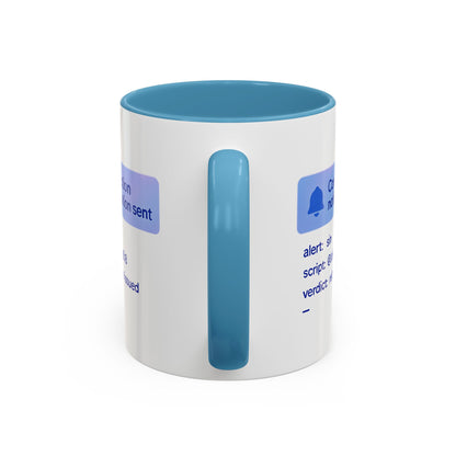 Conviction Notification Accent Coffee Mug - Unique Gift for Christians, Bible Study, Inspirational Drinkware, Alert and Verdict Theme - ClaimedbyGodDesigns