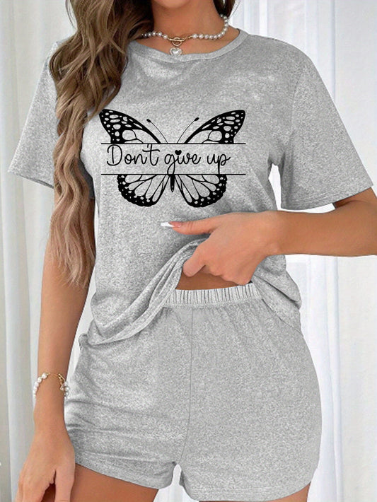 Don't Give Up Women's Christian Short Pajama Set claimedbygoddesigns