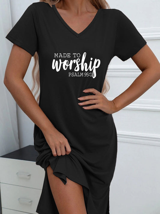 Made To Worship Women's Christian Pajama Dress claimedbygoddesigns