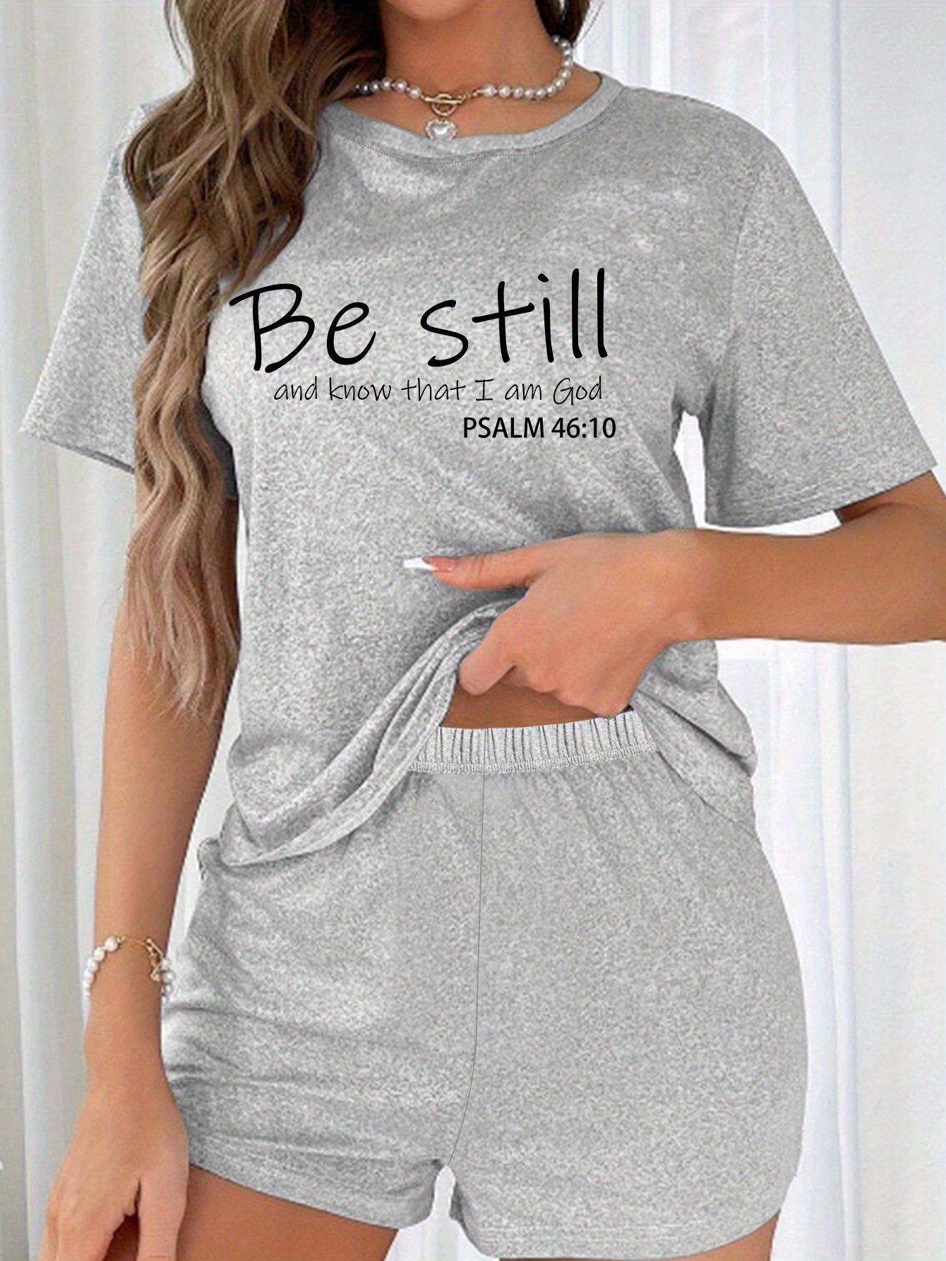 Be Still Women's Christian Short Pajama Set claimedbygoddesigns