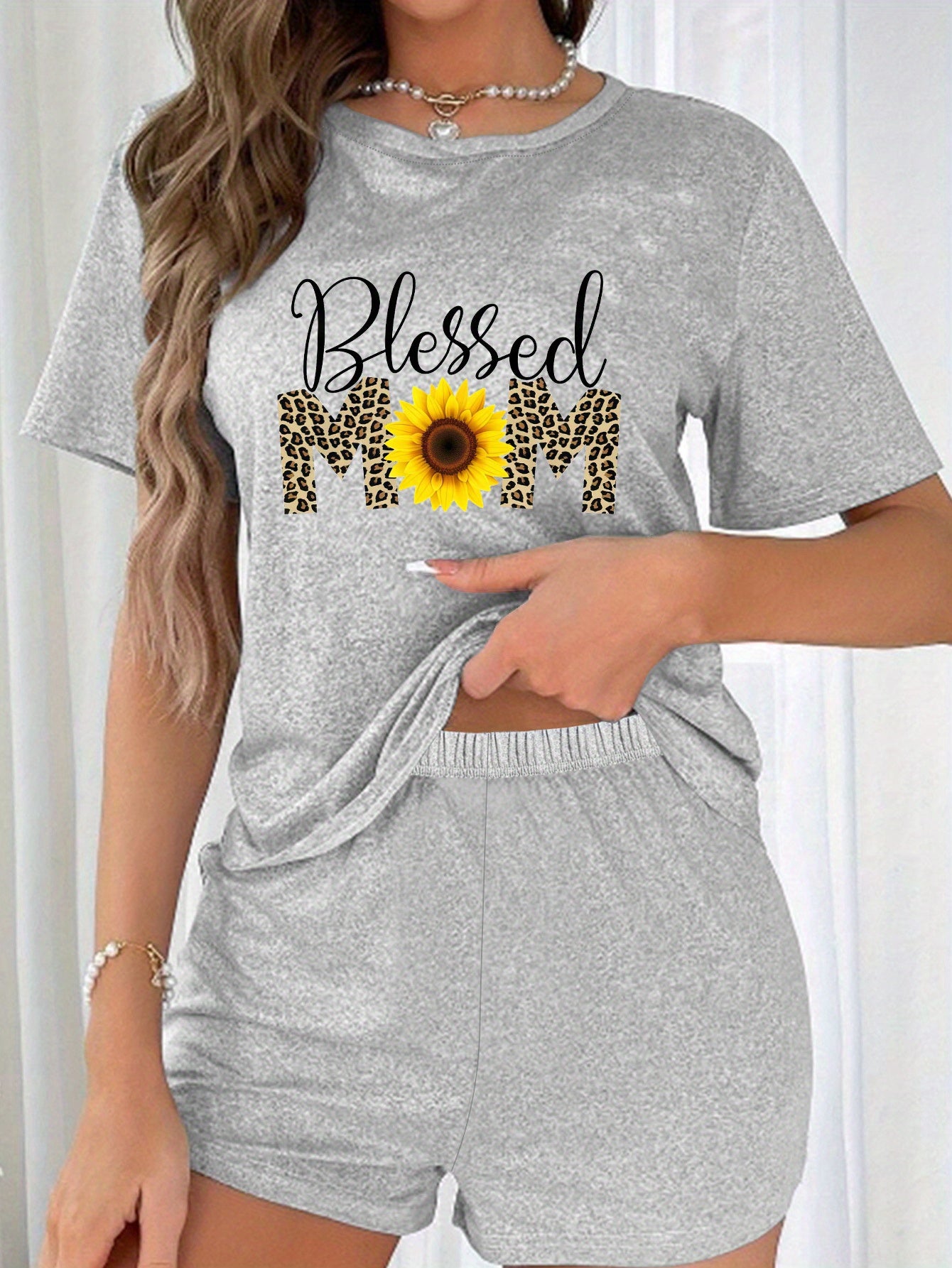 Blessed Mom Women's Christian Short Pajama Set claimedbygoddesigns