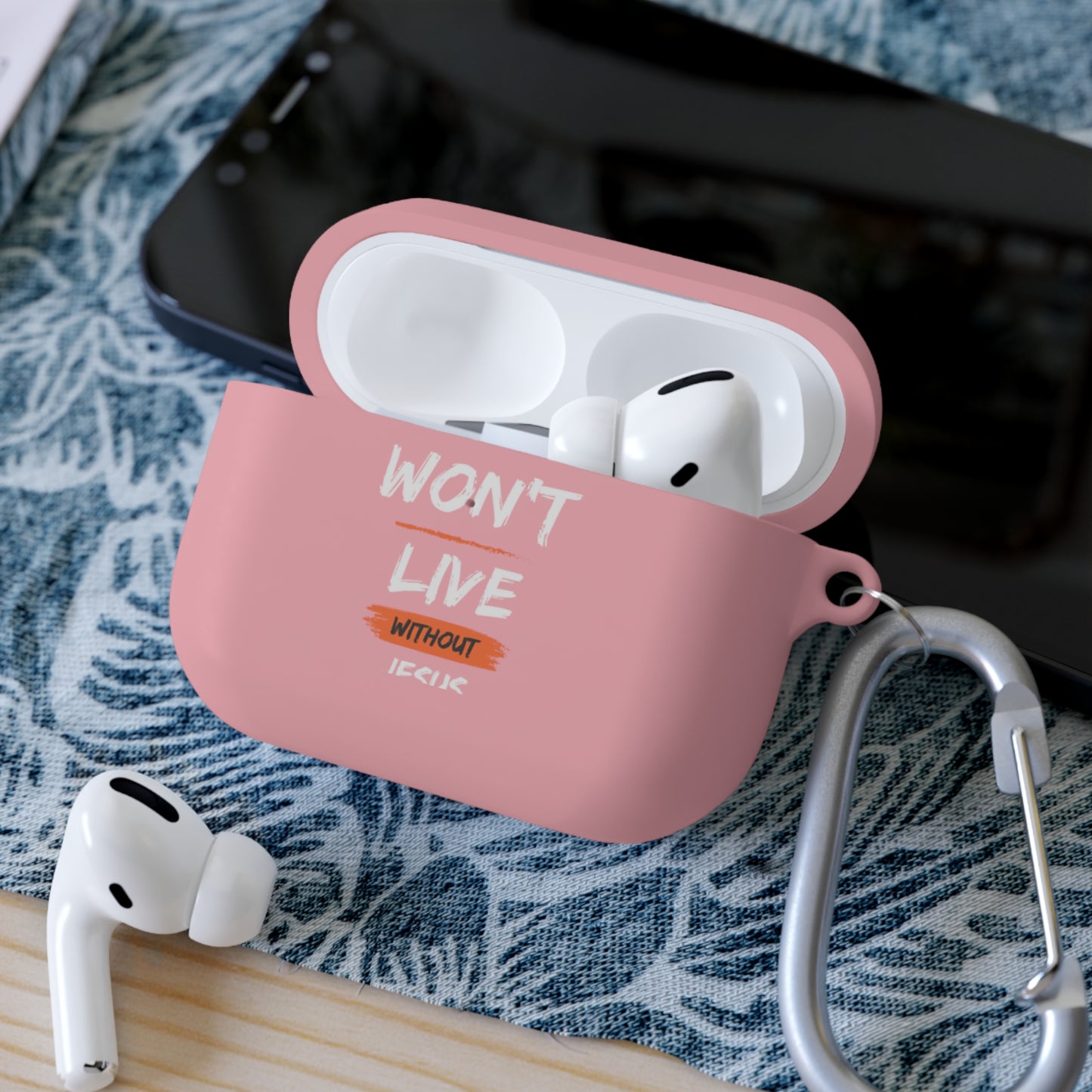 Won't Live Without Jesus Christian Airpod / Airpods Pro Case cover Printify