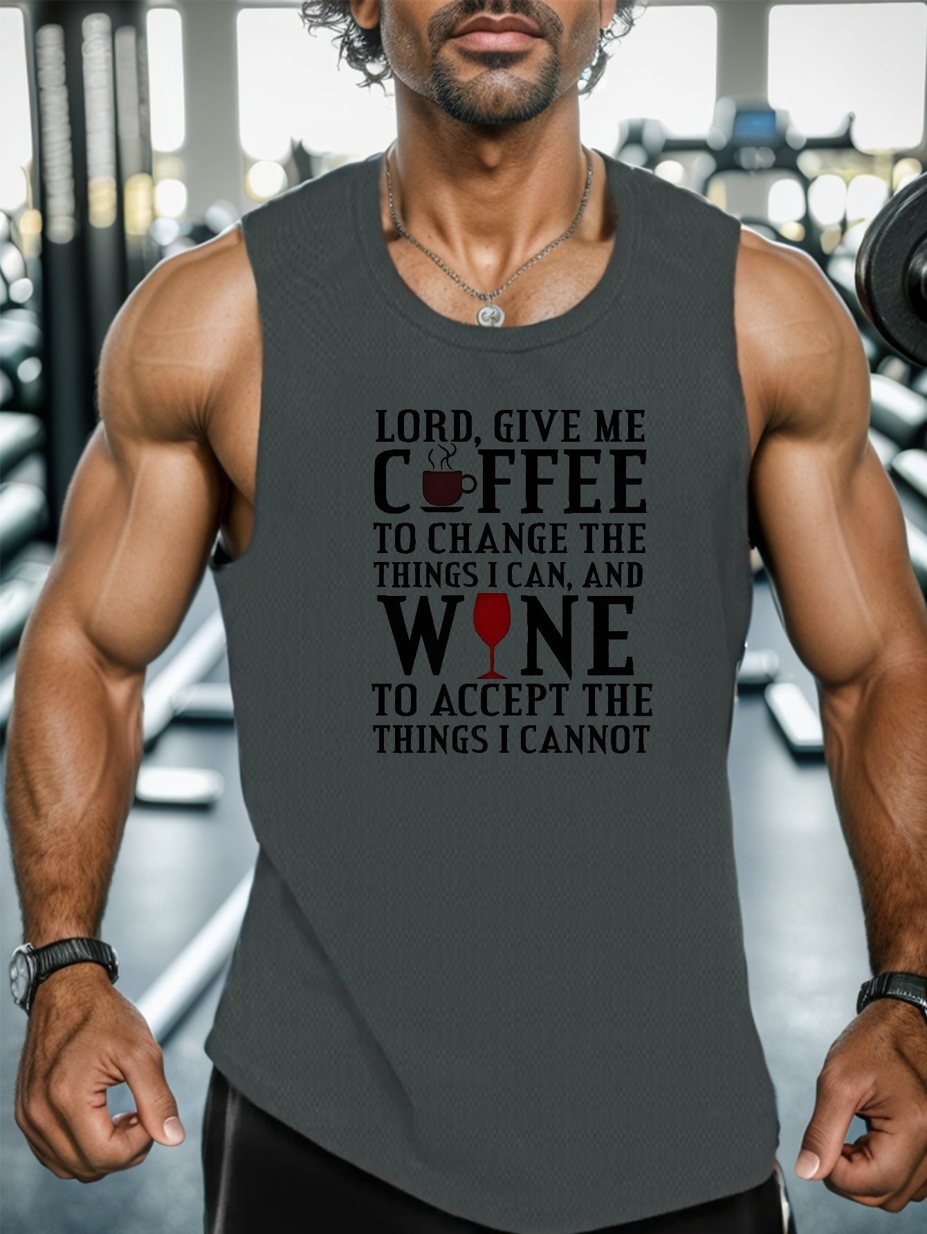 Lord Give Me Coffee & Wine Men's Christian Tank Top claimedbygoddesigns