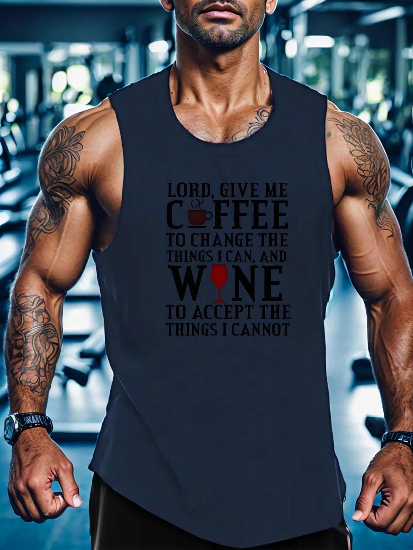 Lord Give Me Coffee & Wine Men's Christian Tank Top claimedbygoddesigns