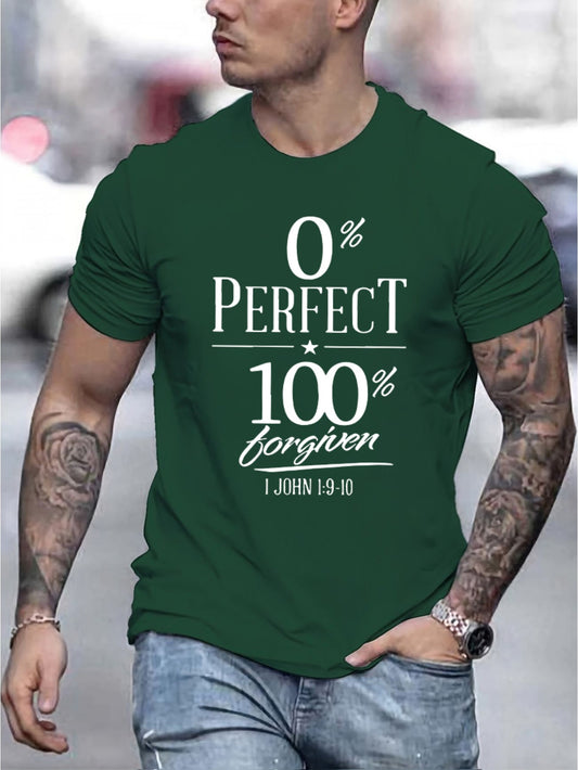 0% Perfect 100% Forgiven Men's Christian T-shirt claimedbygoddesigns