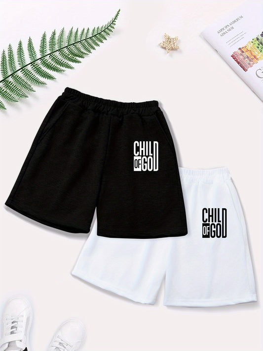 Child Of God 2pcs Youth Christian Shorts claimedbygoddesigns