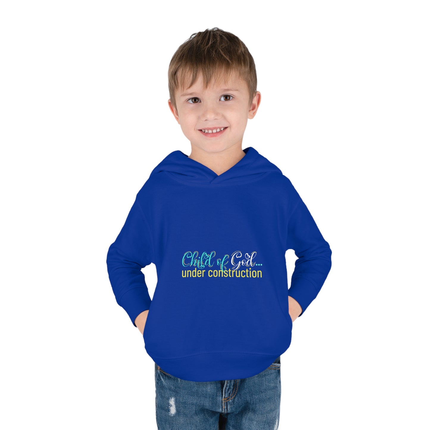 Child Of God Under Construction Toddler Christian Pullover Fleece Hoodie Printify