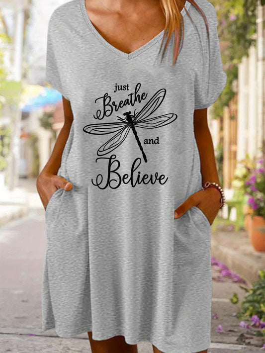 Just Breathe And Believe  Women's Christian Pajama Dress claimedbygoddesigns