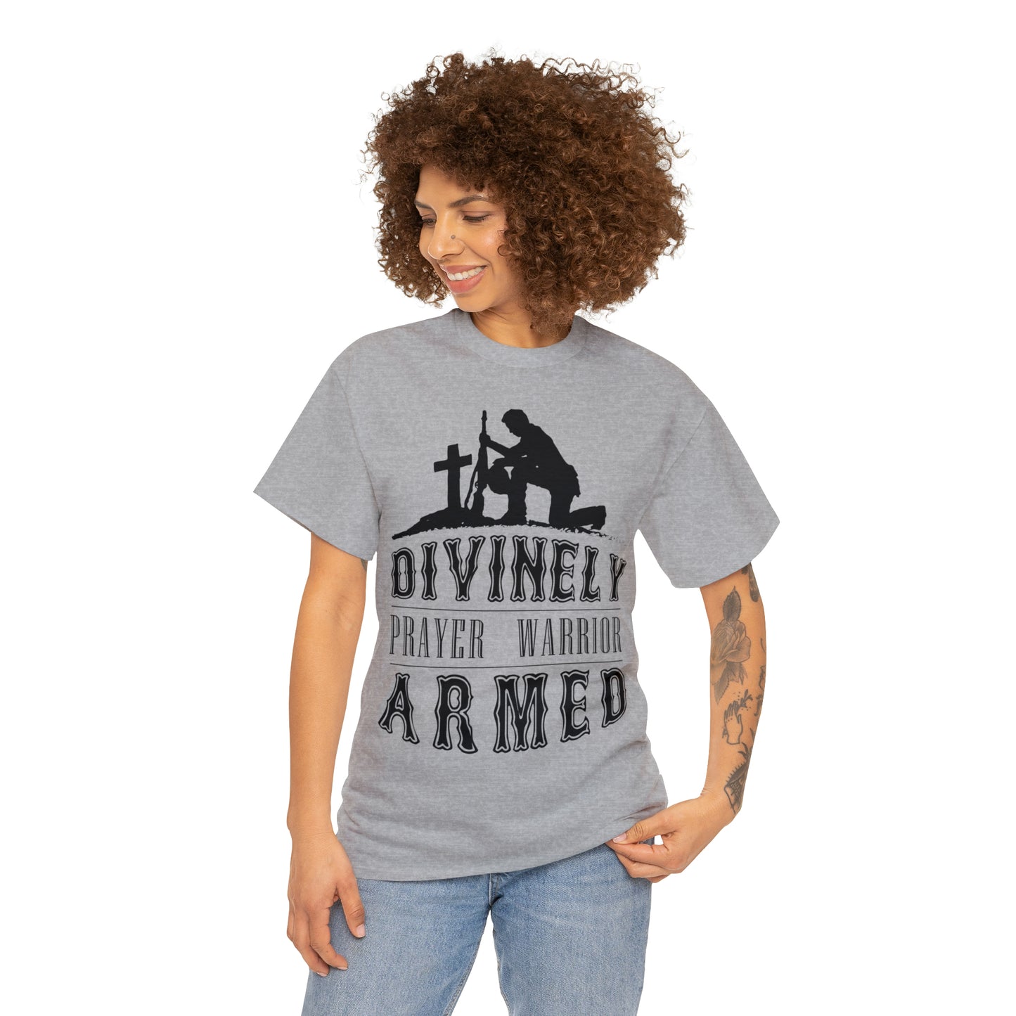 Divinely Armed Prayer Warrior Unisex Heavy Cotton Tee