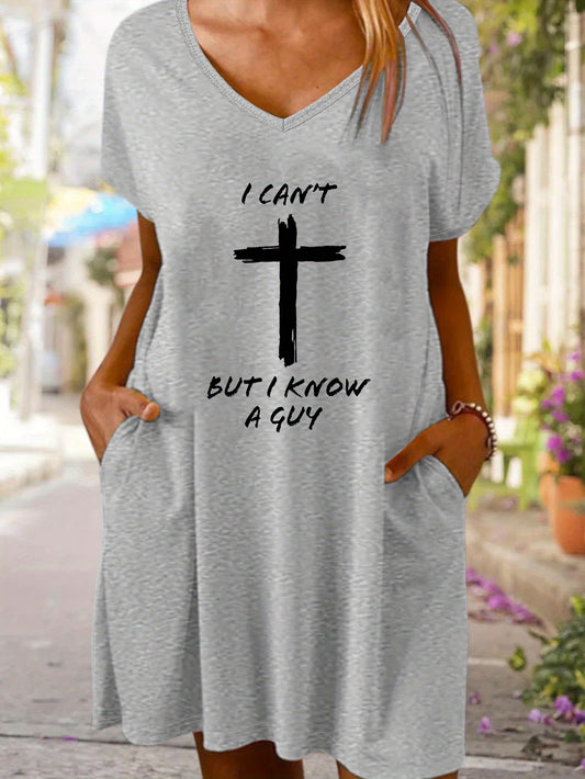 I Can't But I Know A Guy  Women's Christian Pajama Dress claimedbygoddesigns