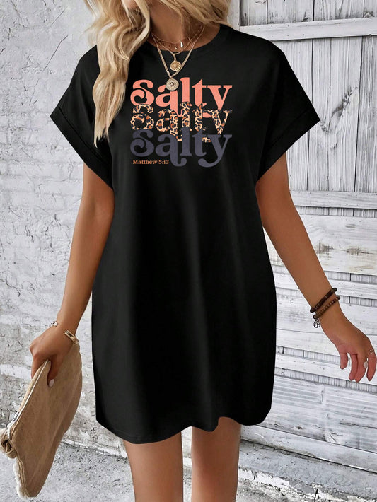 Mathew 5:13 Salty Women's Christian T-shirt Casual Dress claimedbygoddesigns