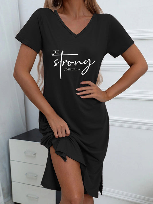 Joshua 1:9 Be Strong Women's Christian Pajama Dress claimedbygoddesigns