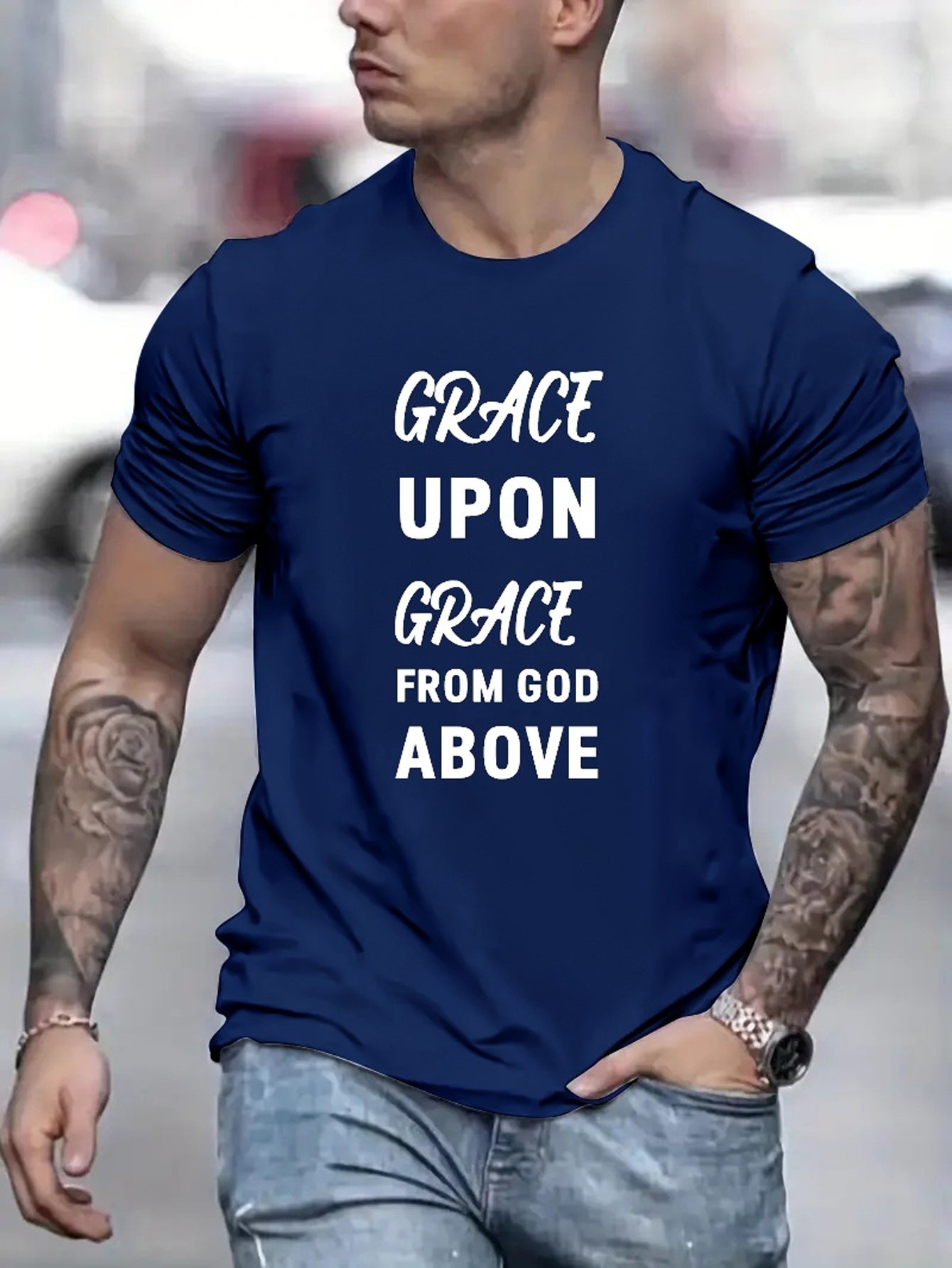 Grace Upon Grace From God Above Men's Christian T-shirt claimedbygoddesigns