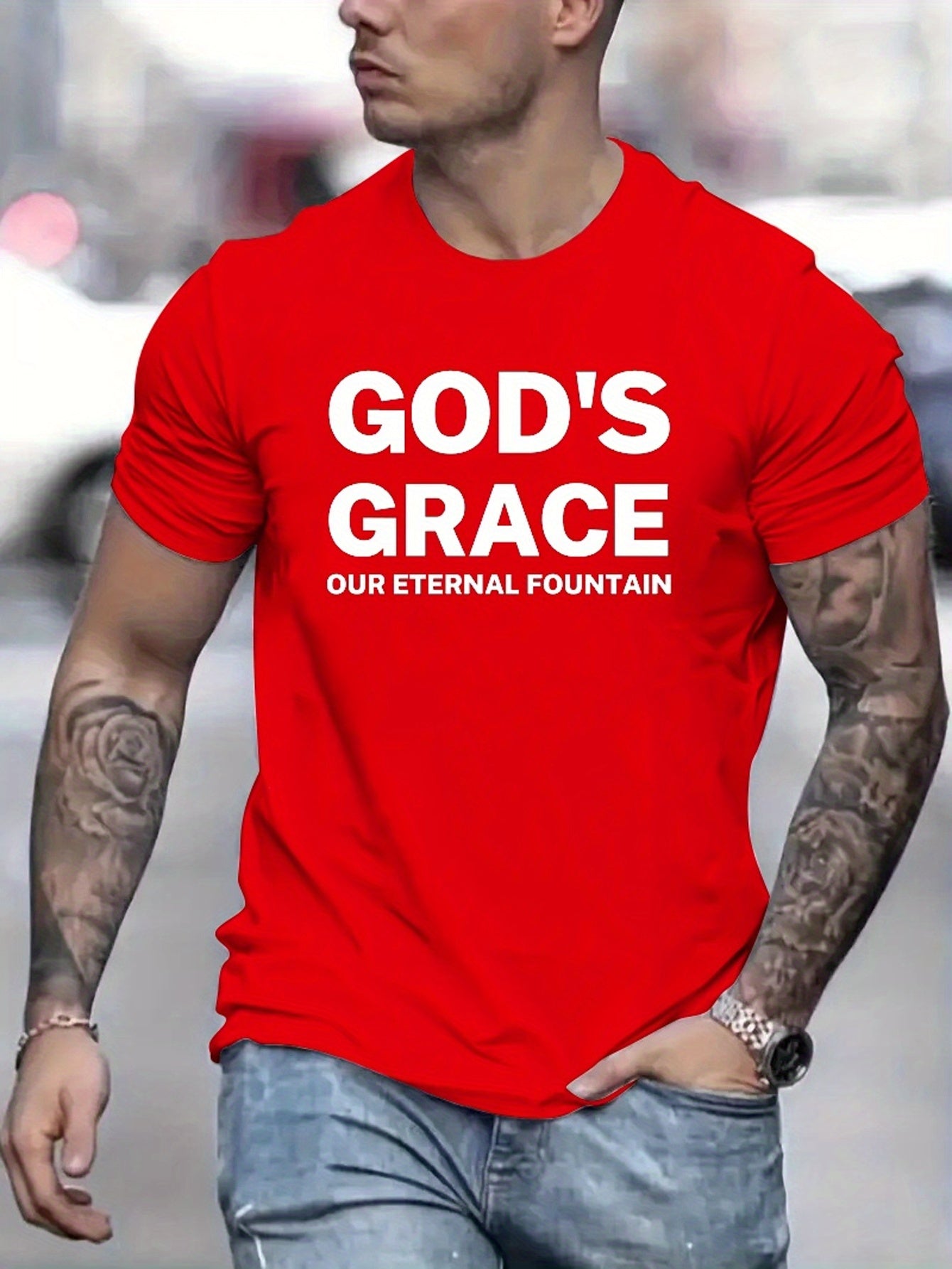 God's Grace Our Eternal Fountain Men's Christian T-shirt claimedbygoddesigns