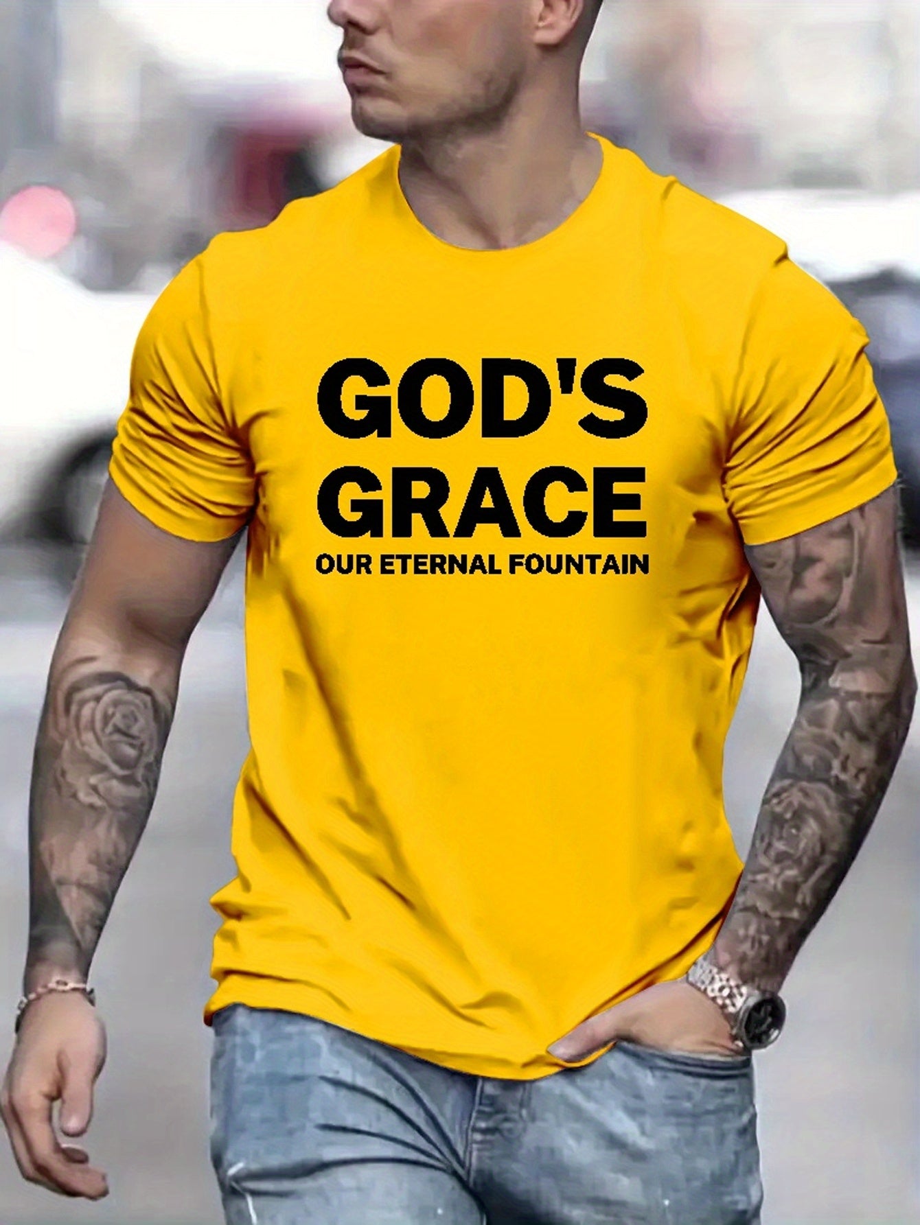 God's Grace Our Eternal Fountain Men's Christian T-shirt claimedbygoddesigns