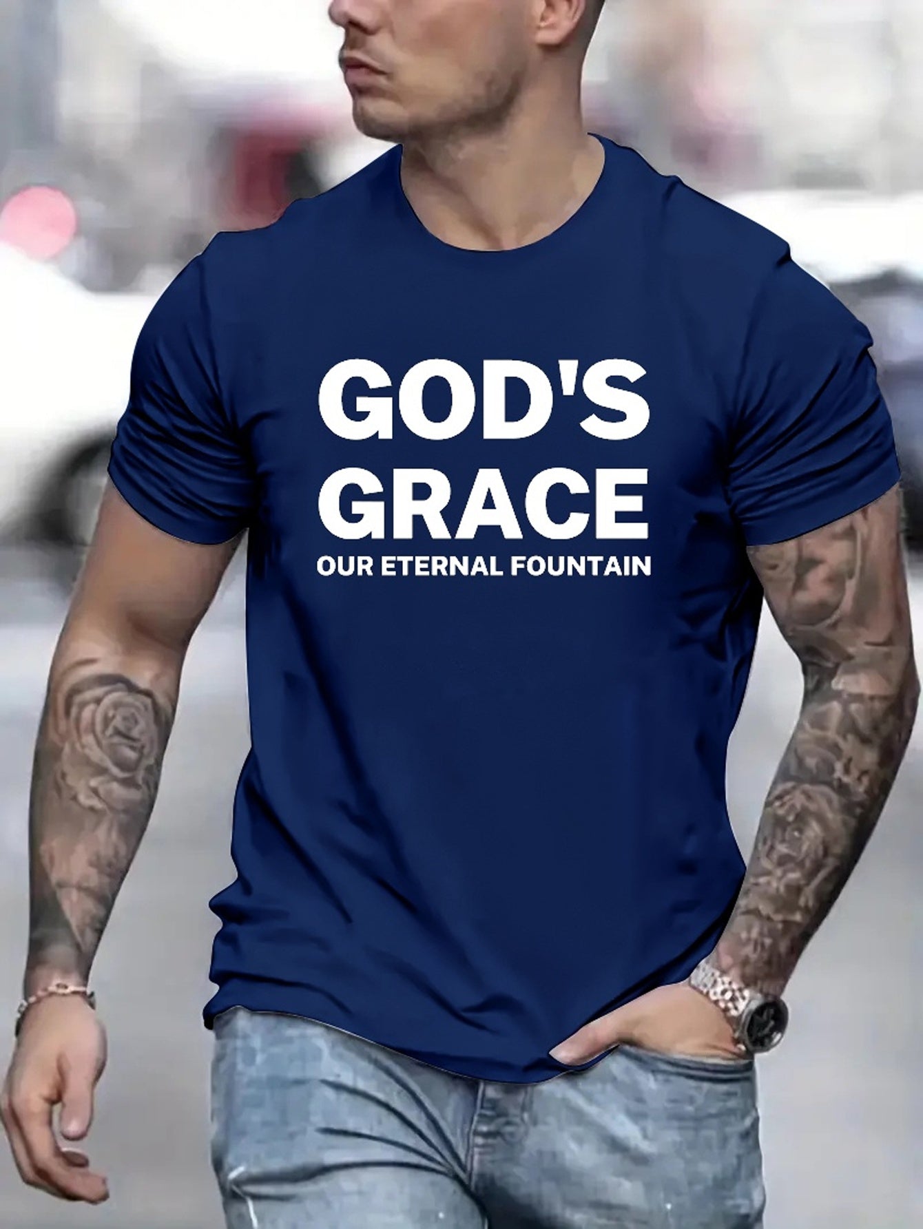 God's Grace Our Eternal Fountain Men's Christian T-shirt claimedbygoddesigns