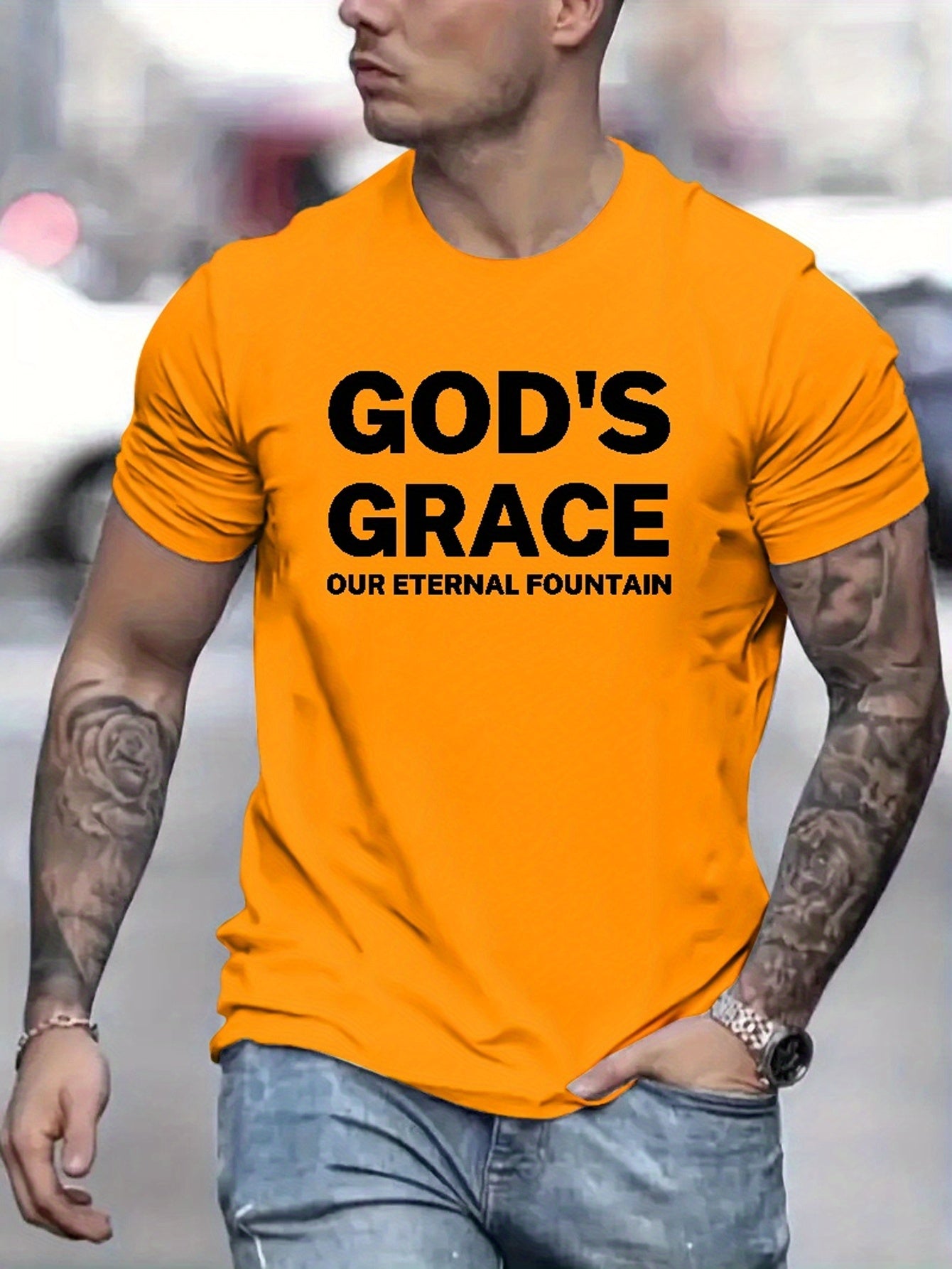 God's Grace Our Eternal Fountain Men's Christian T-shirt claimedbygoddesigns