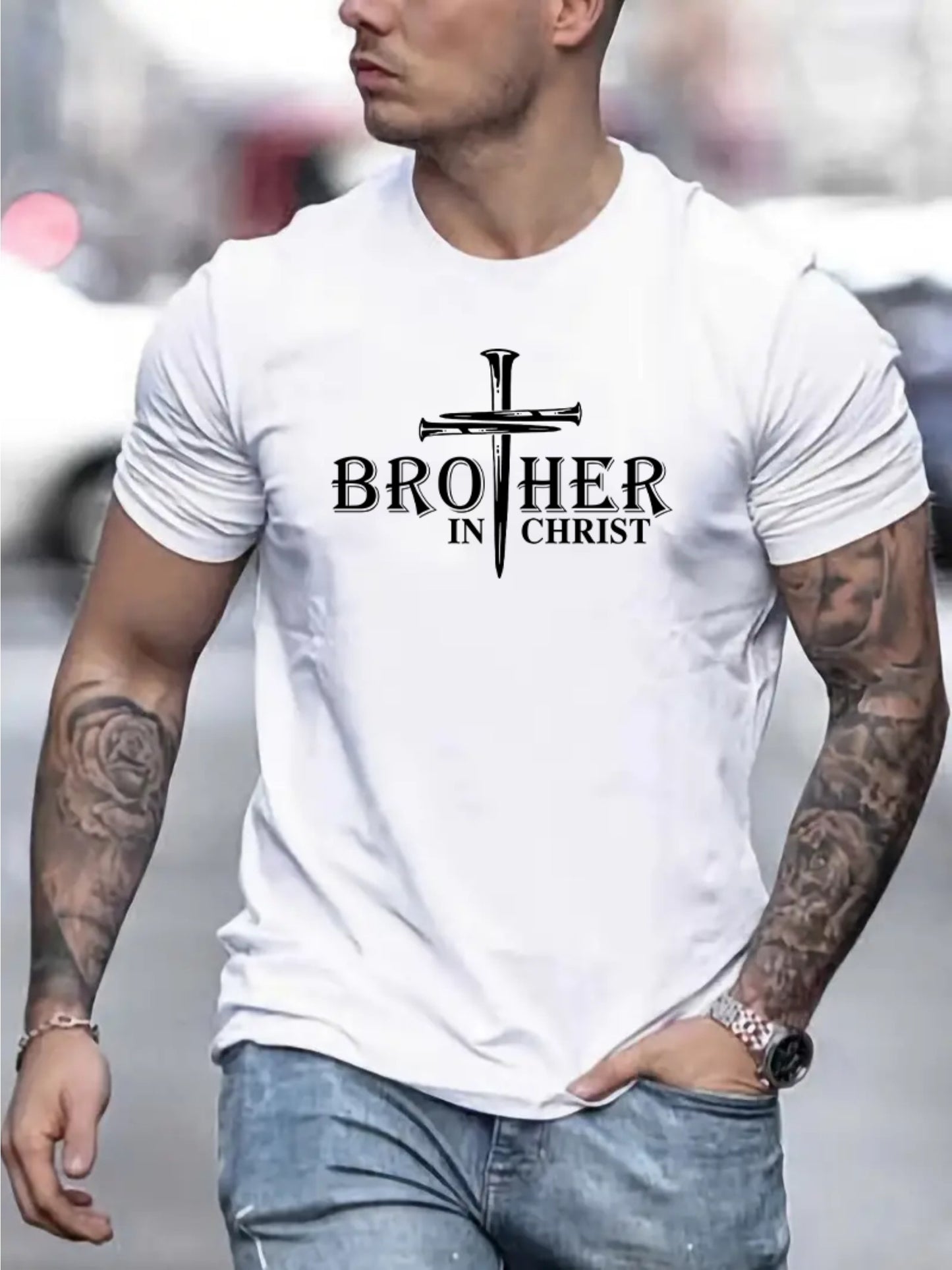 Brother In Christ Men's Christian T-shirt claimedbygoddesigns