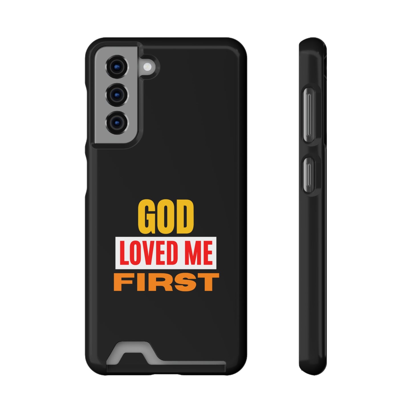 God Love Me First Christian Phone Case With Card Holder Printify