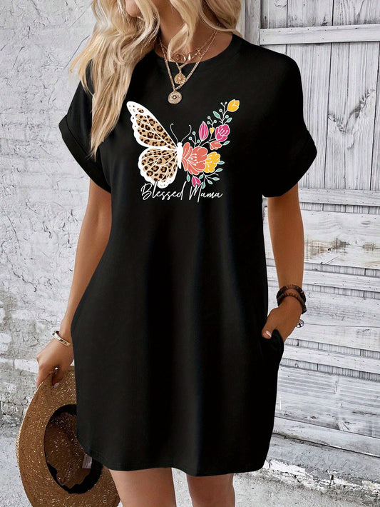 Blessed Mama Women's Christian T-shirt Casual Dress claimedbygoddesigns