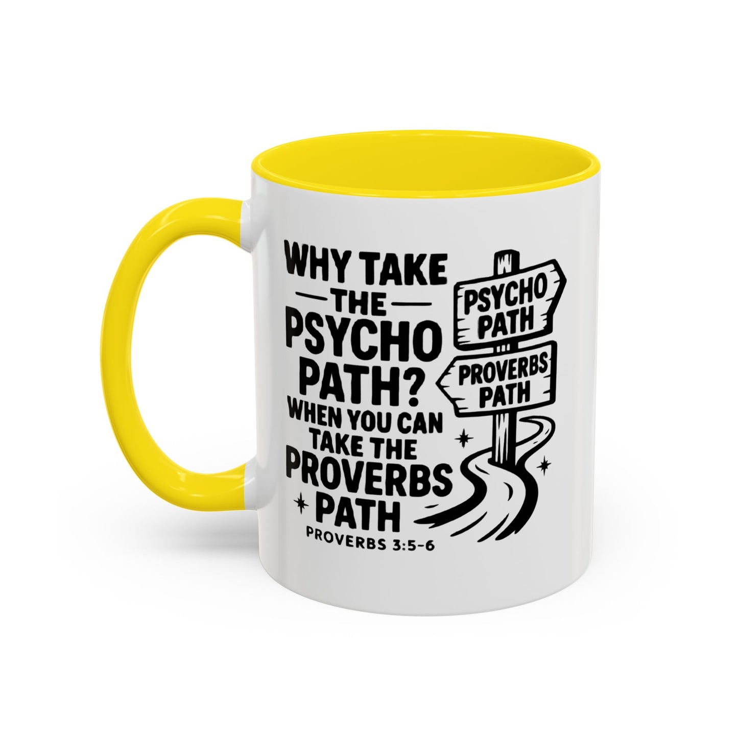 Inspirational Quote Accent Coffee Mug - Perfect Gift for Motivational Moments, Office Desk Essentials, Christian Gifts, Proverbs 3:5-6