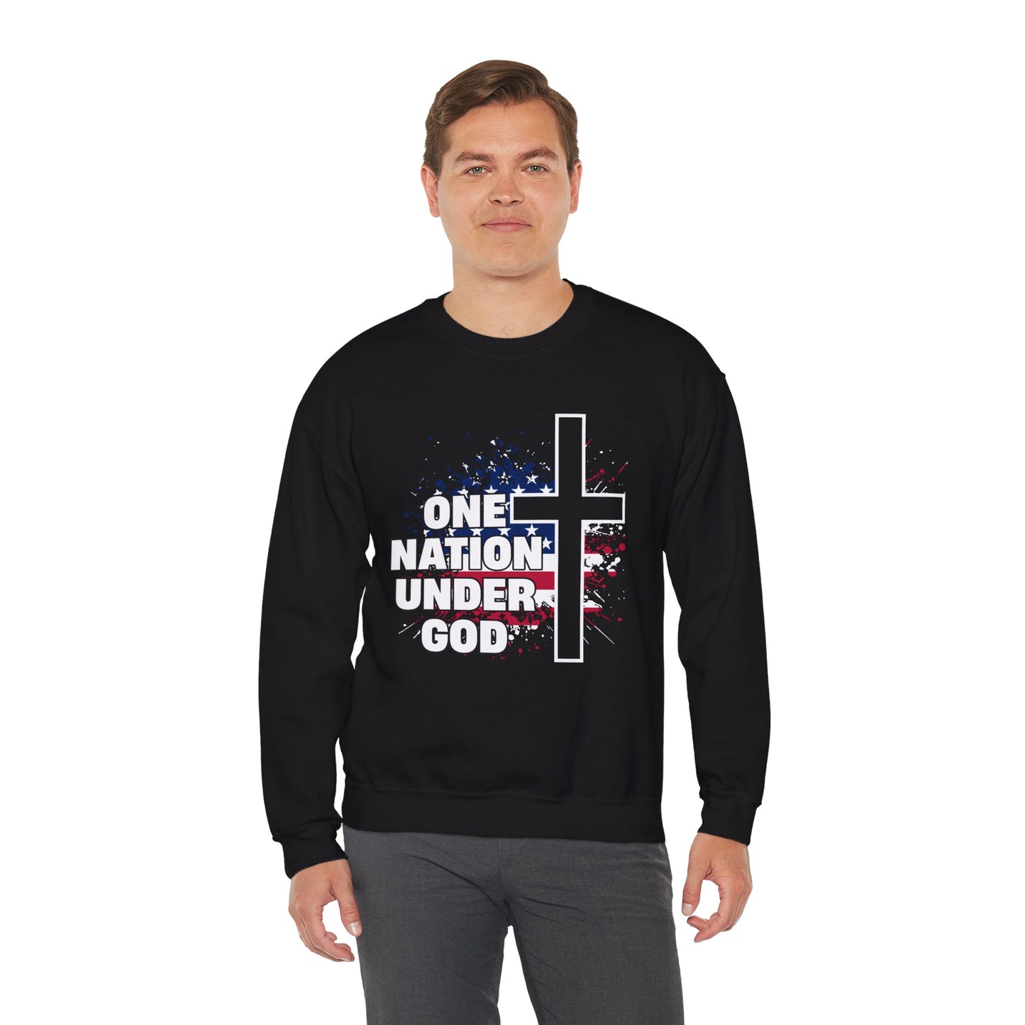 One Nation Under God Unisex Heavy Blend™ Crewneck Christian Sweatshirt