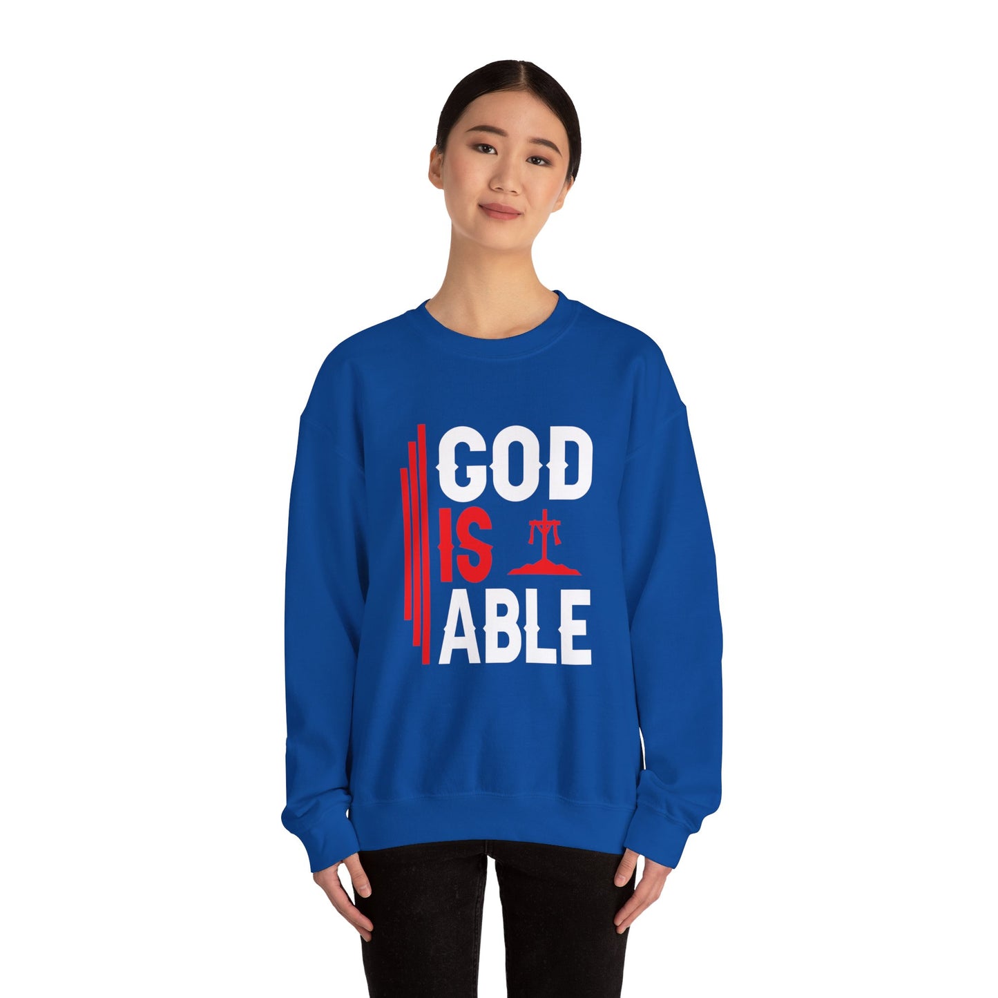 God Is Able  Unisex Heavy Blend™ Crewneck Christian Sweatshirt