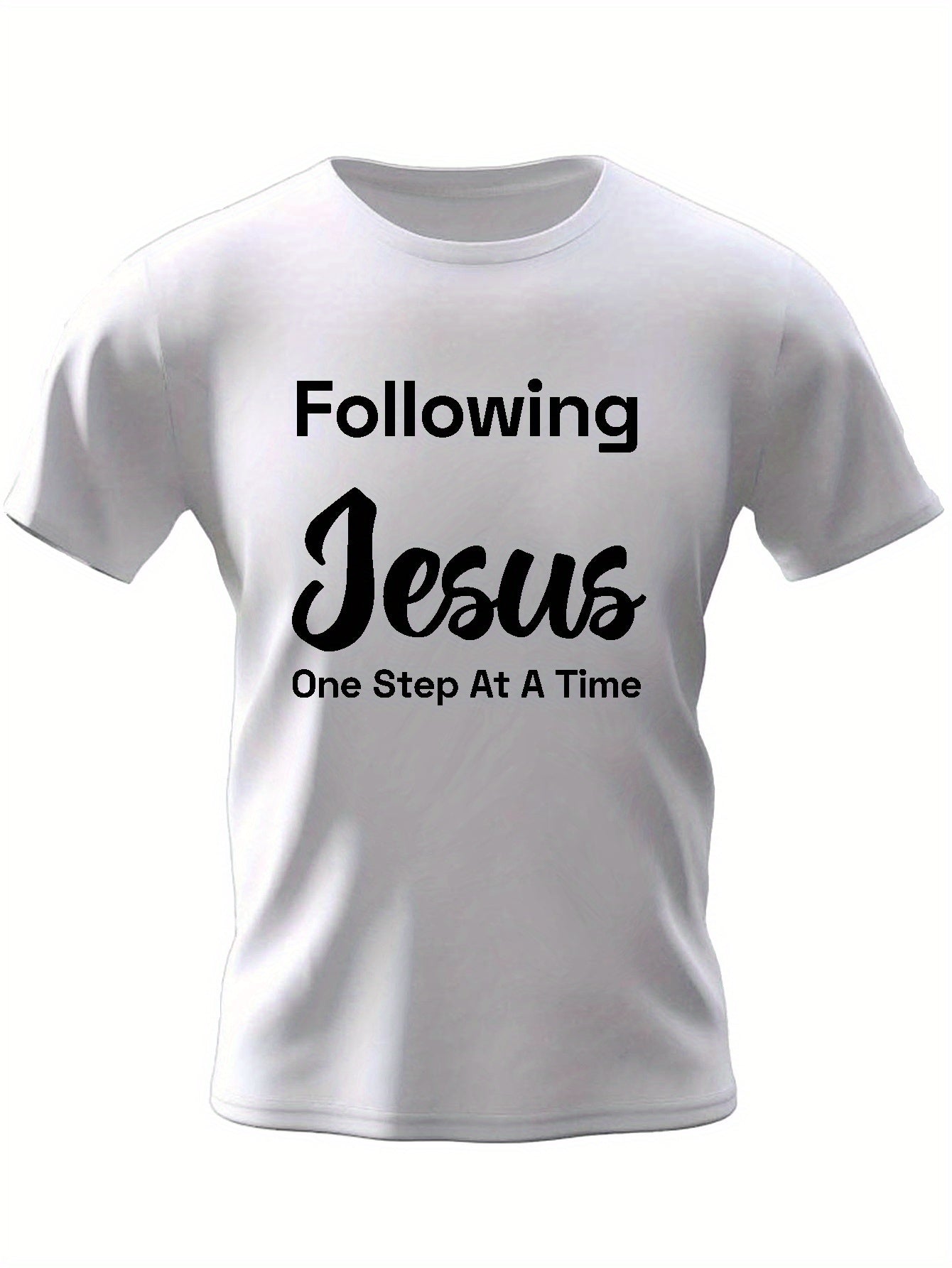 Following Jesus One Step At A Time Men's Christian T-shirt claimedbygoddesigns