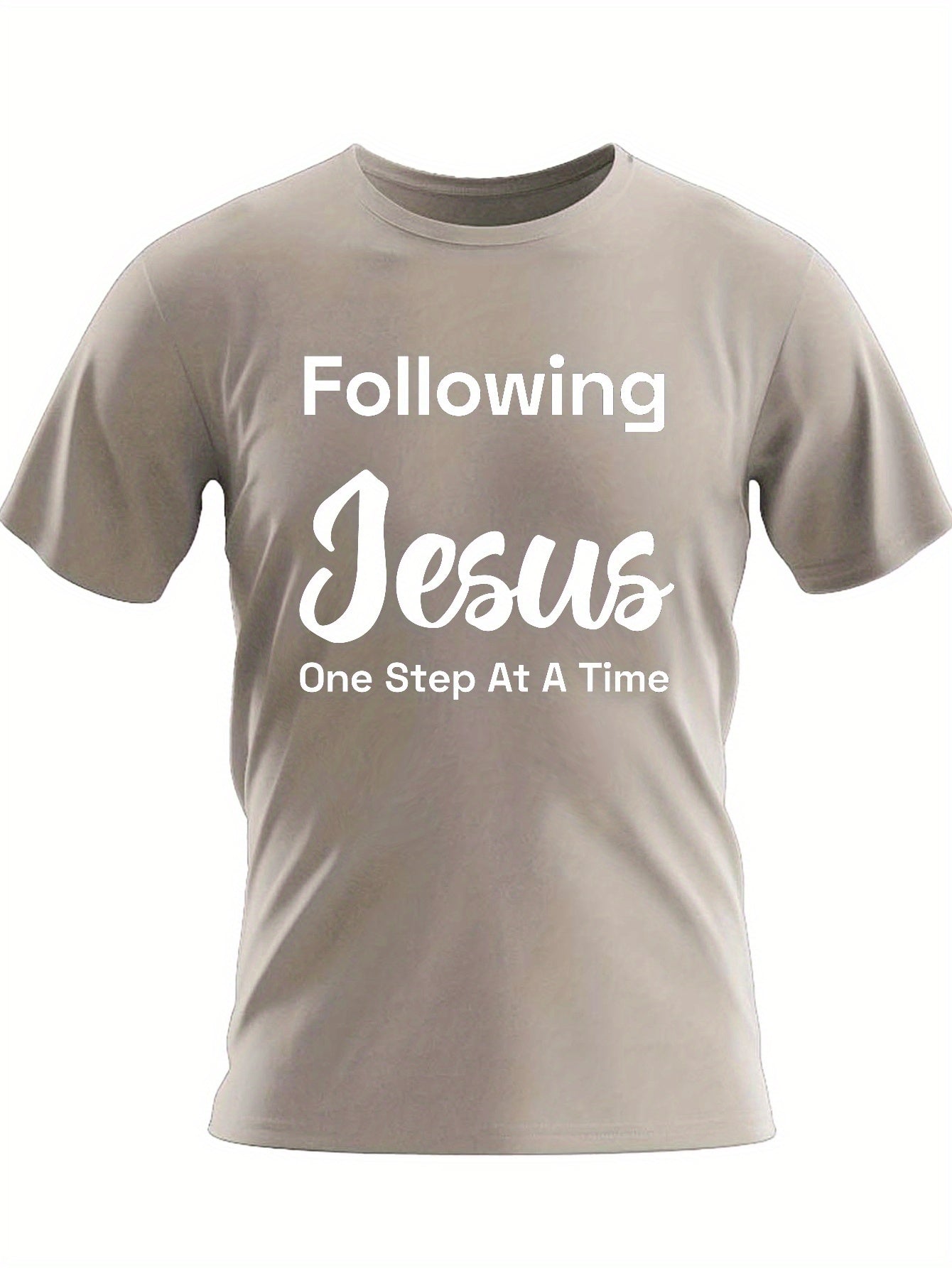Following Jesus One Step At A Time Men's Christian T-shirt claimedbygoddesigns