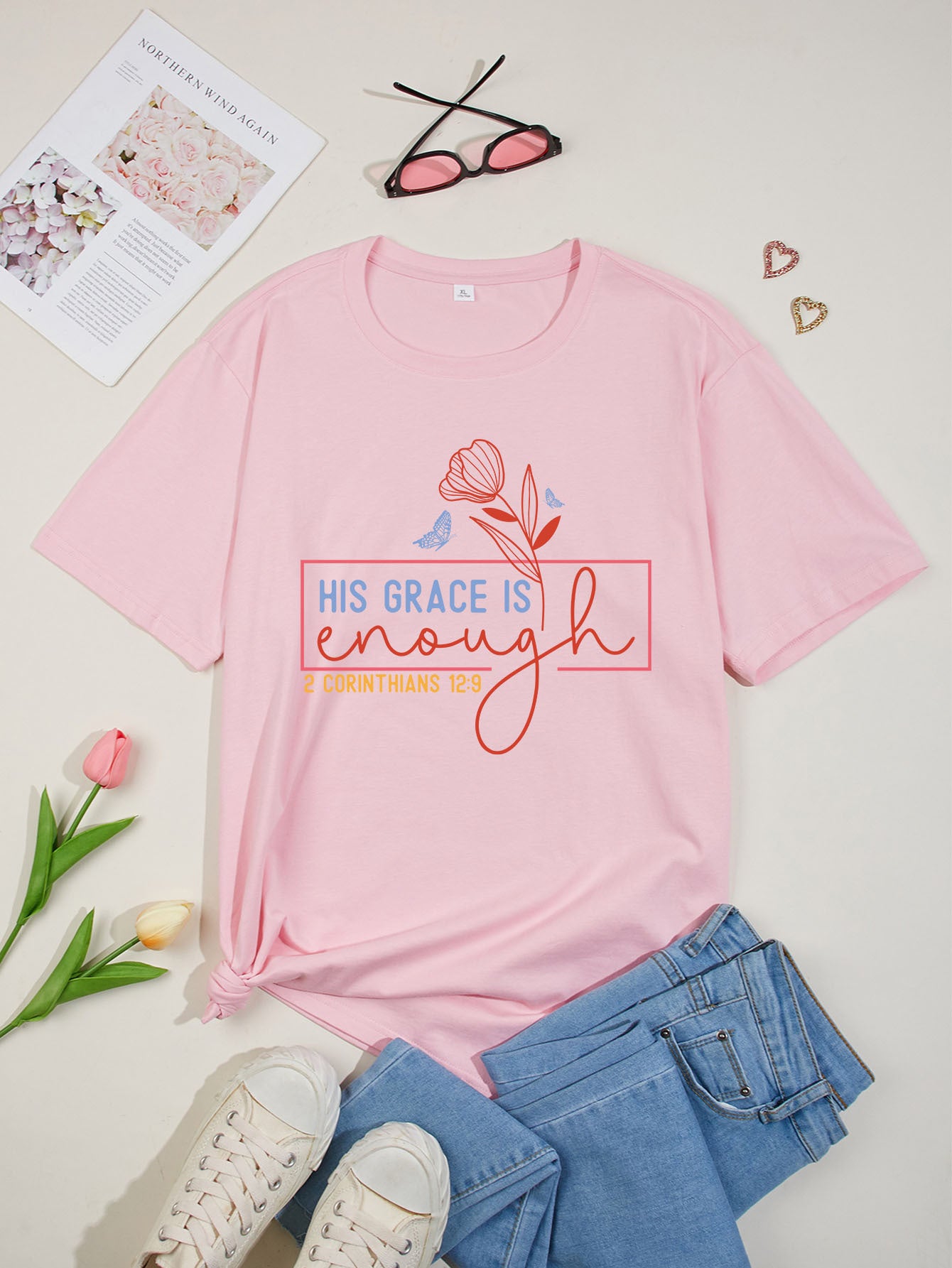 His Grace Is Enough Plus Size Women's Christian T-shirt claimedbygoddesigns