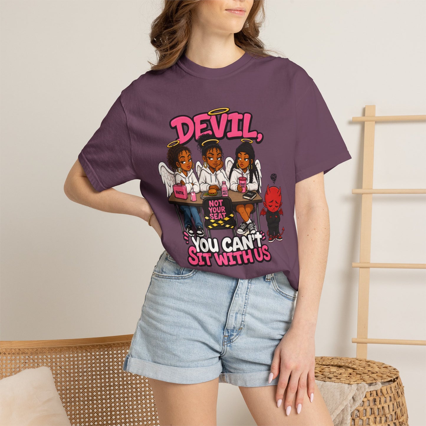 You Can't Sit With Us T-Shirt — 'Devil' Funny Girls Desk Graphic Tee