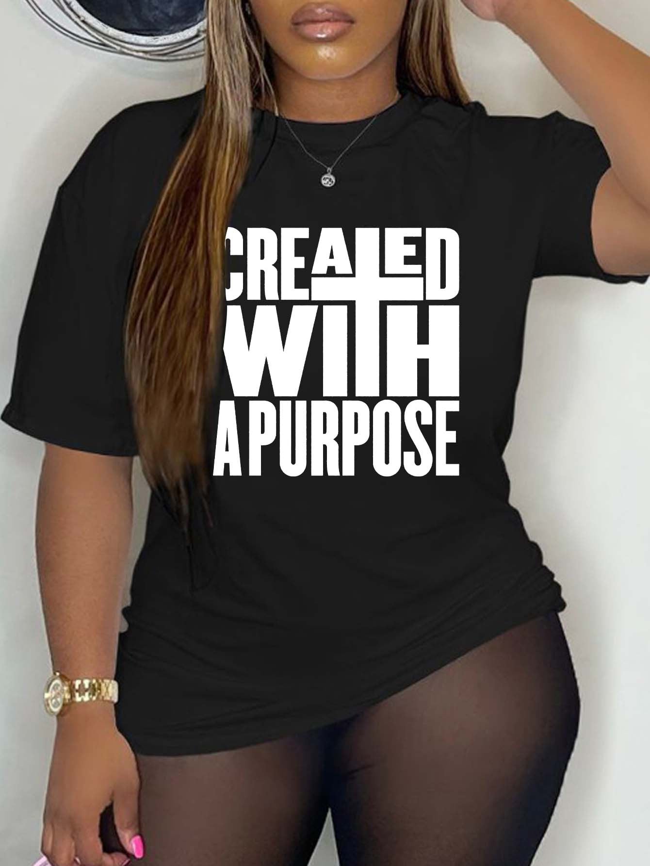 Created With A Purpose Plus Size Women's Christian T-shirt claimedbygoddesigns