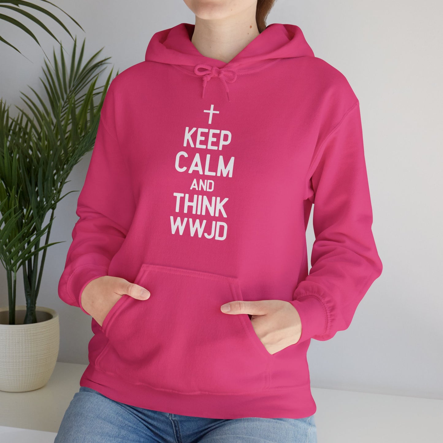 Keep Calm And Think What Would Jesus Do (wwjd)Unisex Christian Hooded Pullover Sweatshirt