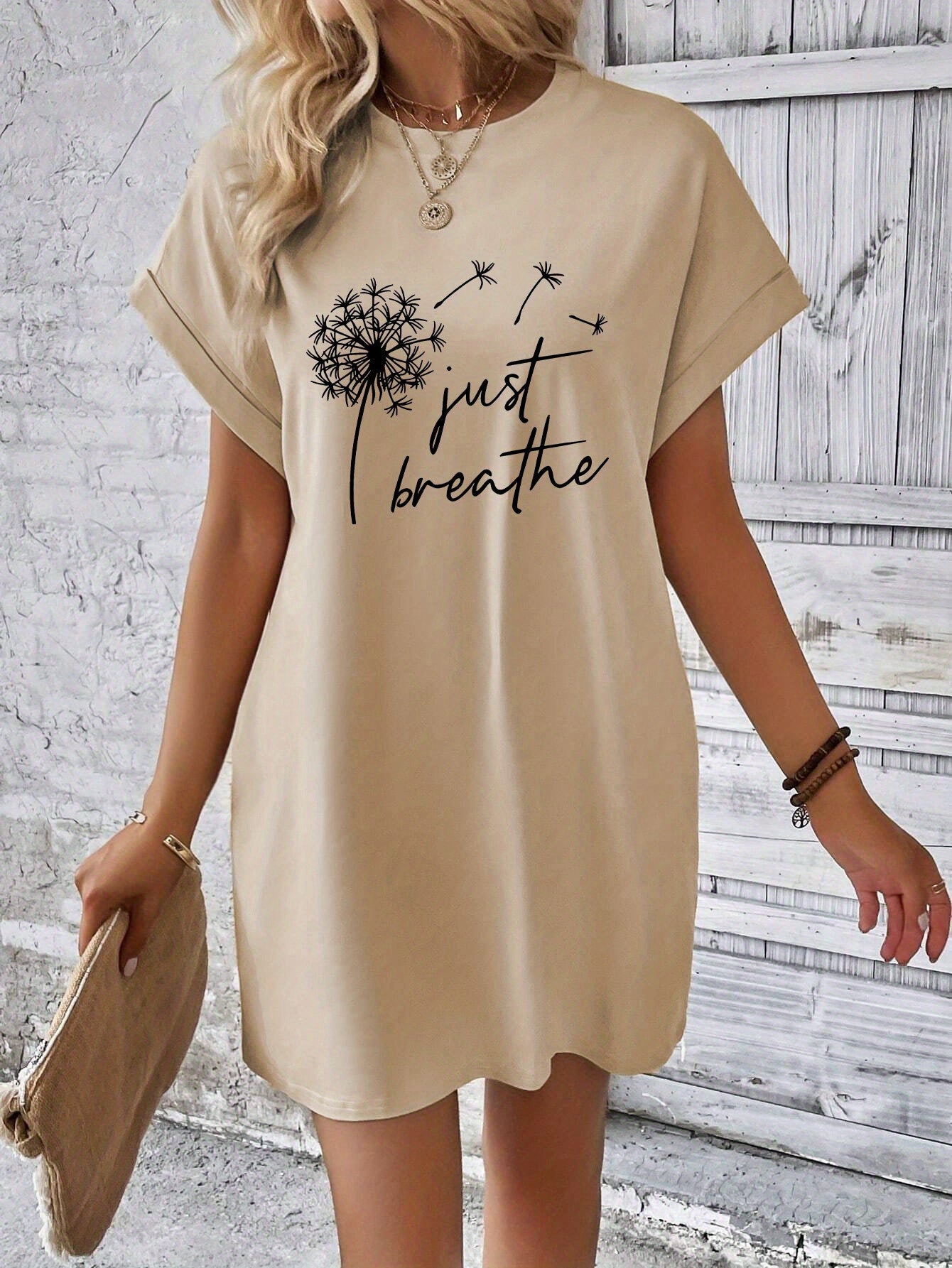 Just Breathe Women's Christian T-shirt Casual Dresses claimedbygoddesigns