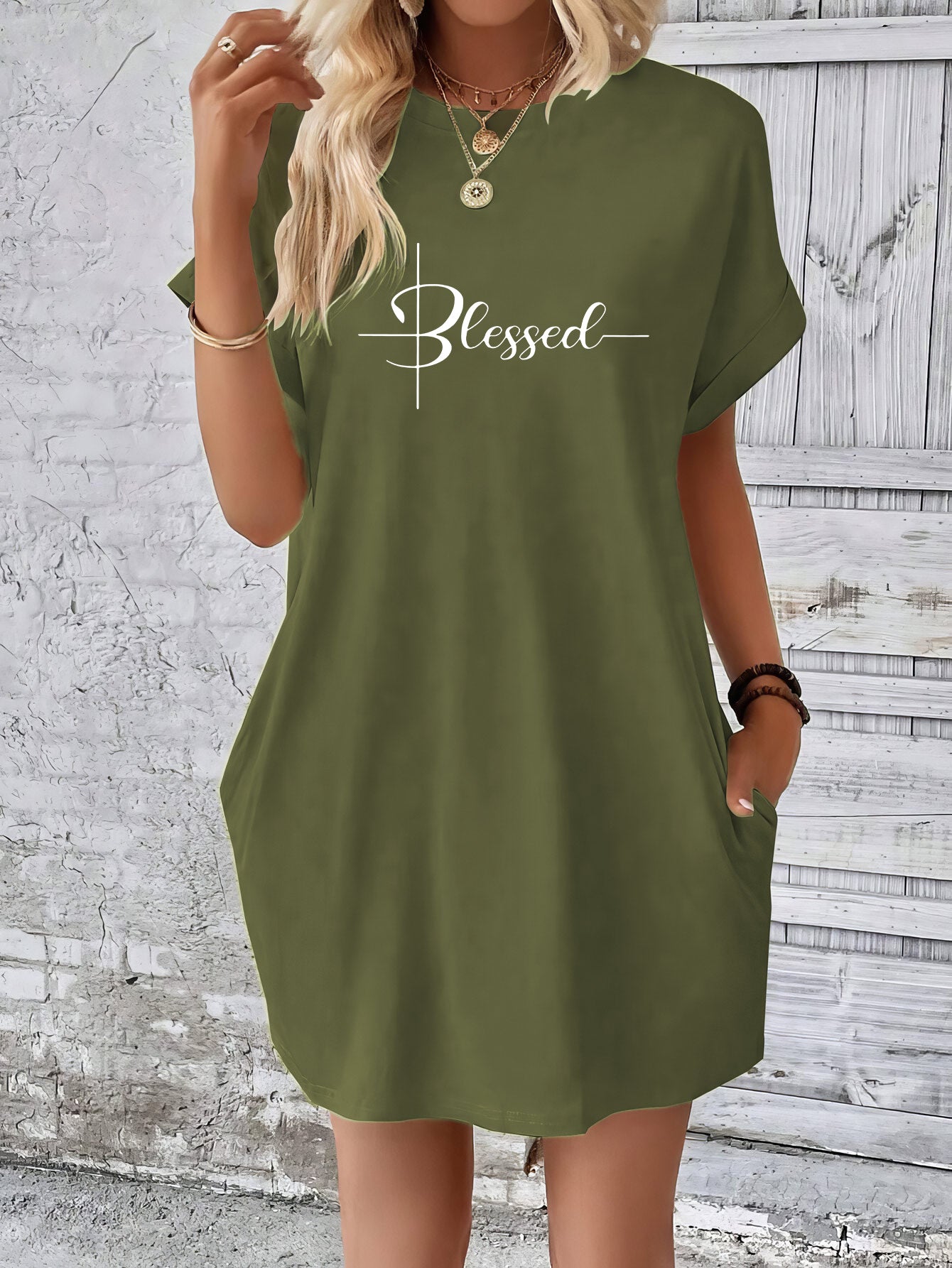 Blessed Women's Christian T-shirt Casual Dress claimedbygoddesigns