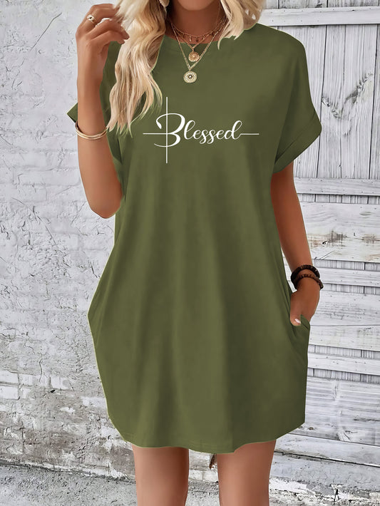 Blessed Women's Christian T-shirt Casual Dress claimedbygoddesigns