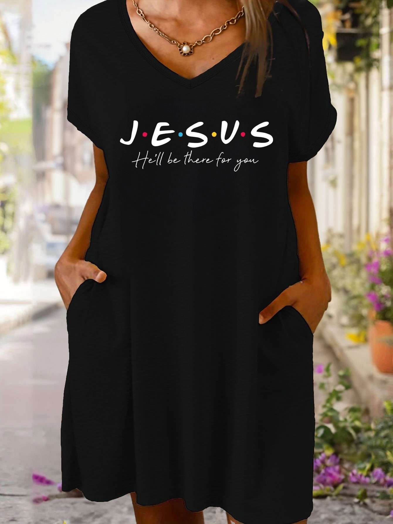 Jesus He'll Be There For You Women's Christian Pajama Dress claimedbygoddesigns