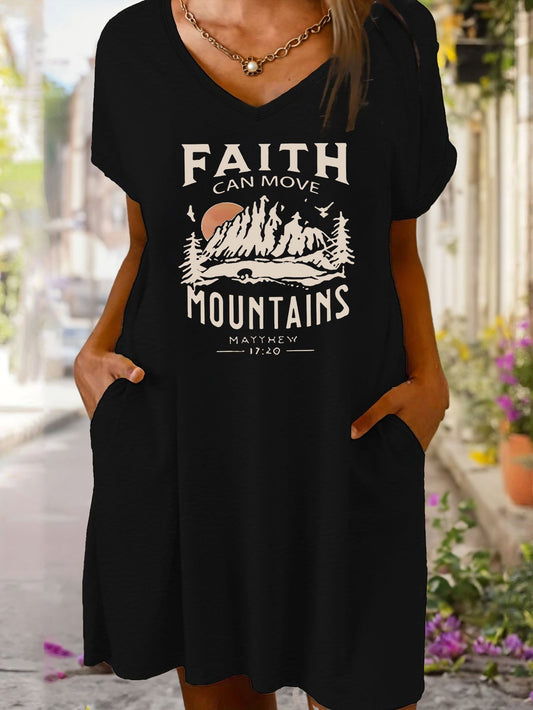 Faith Can Move Mountains Women's Christian Pajama Dress claimedbygoddesigns
