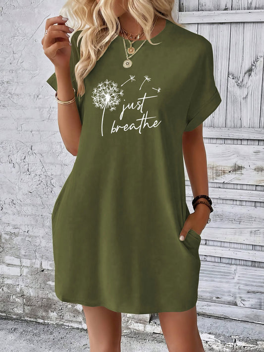 Just Breathe Women's Christian T-shirt Casual Dresses claimedbygoddesigns