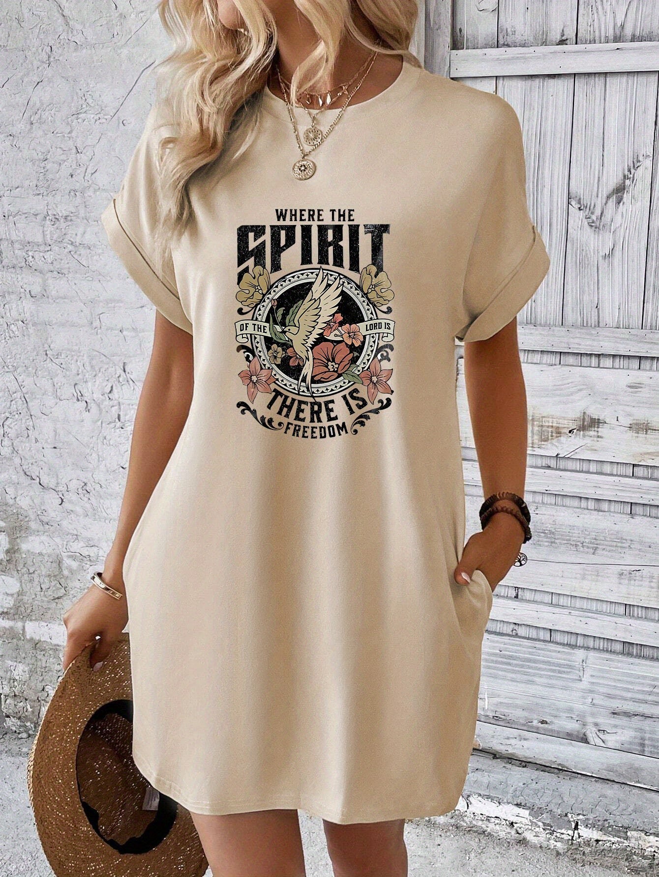 Where The Spirit Of The Lord Is There Is Freedom Women's Christian T-shirt Casual Dresses claimedbygoddesigns