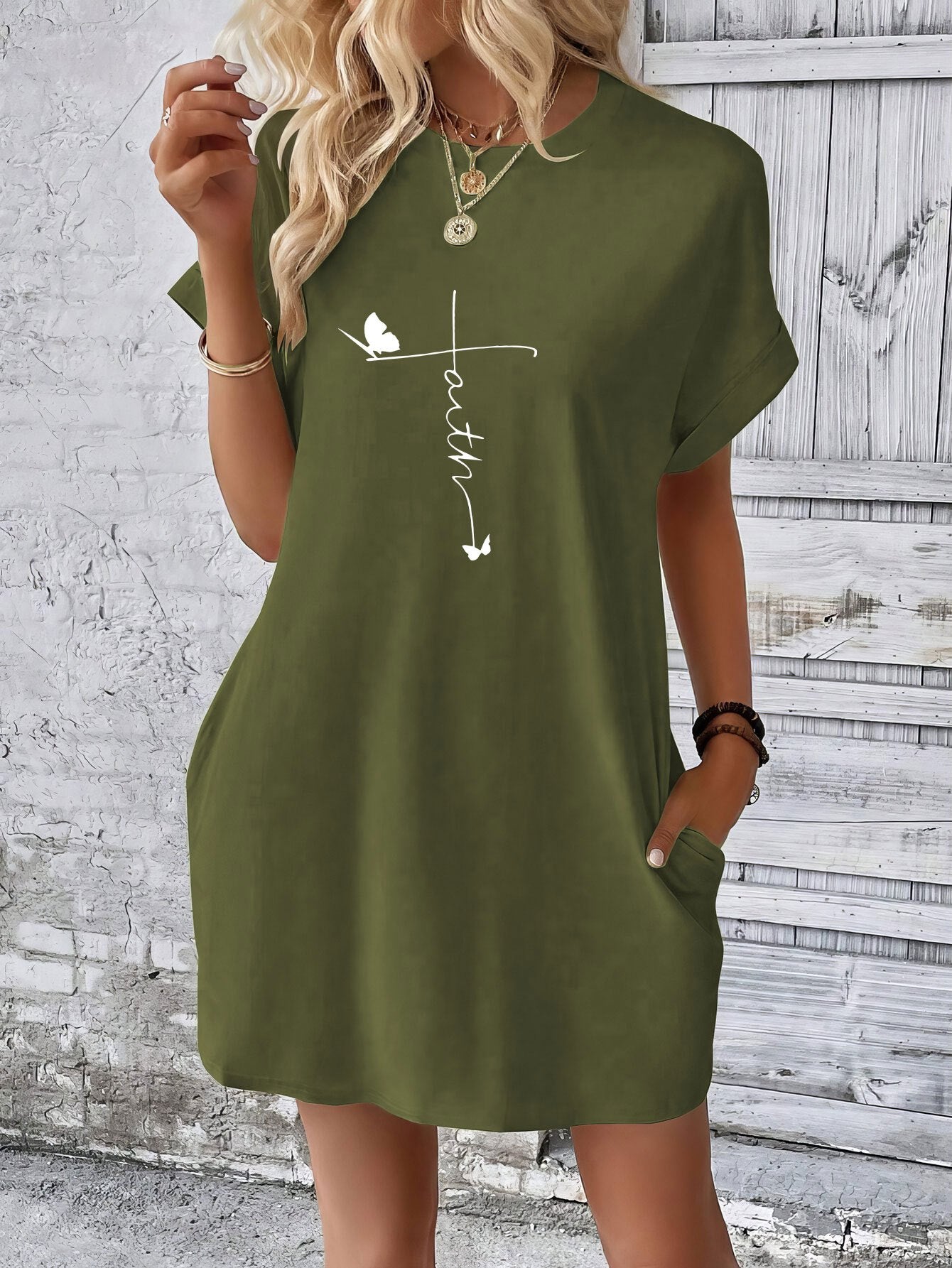 Faith Women's Christian T-shirt Casual Dress claimedbygoddesigns