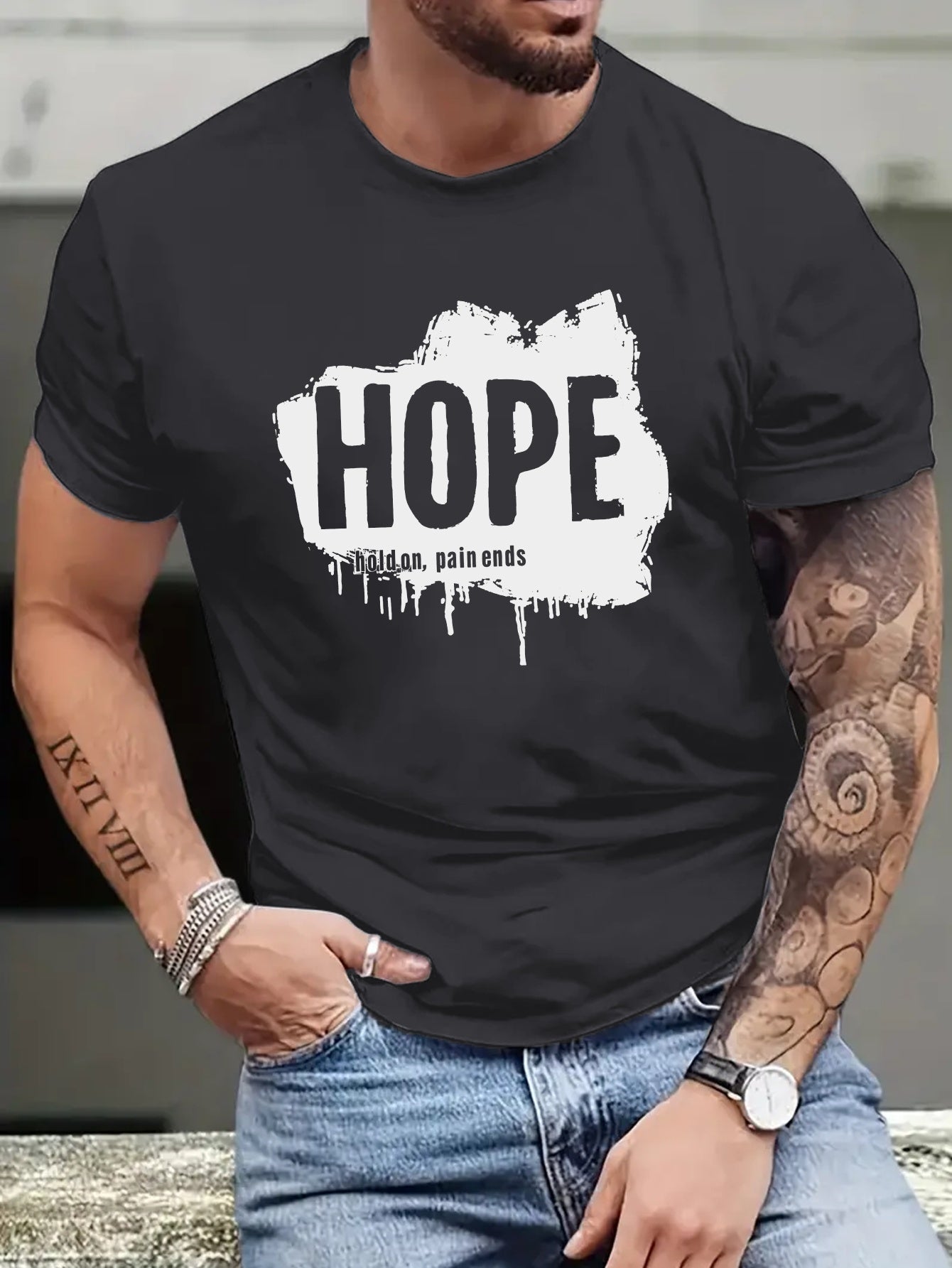 HOPE Hold On Pain Ends Men's Christian T-Shirt claimedbygoddesigns