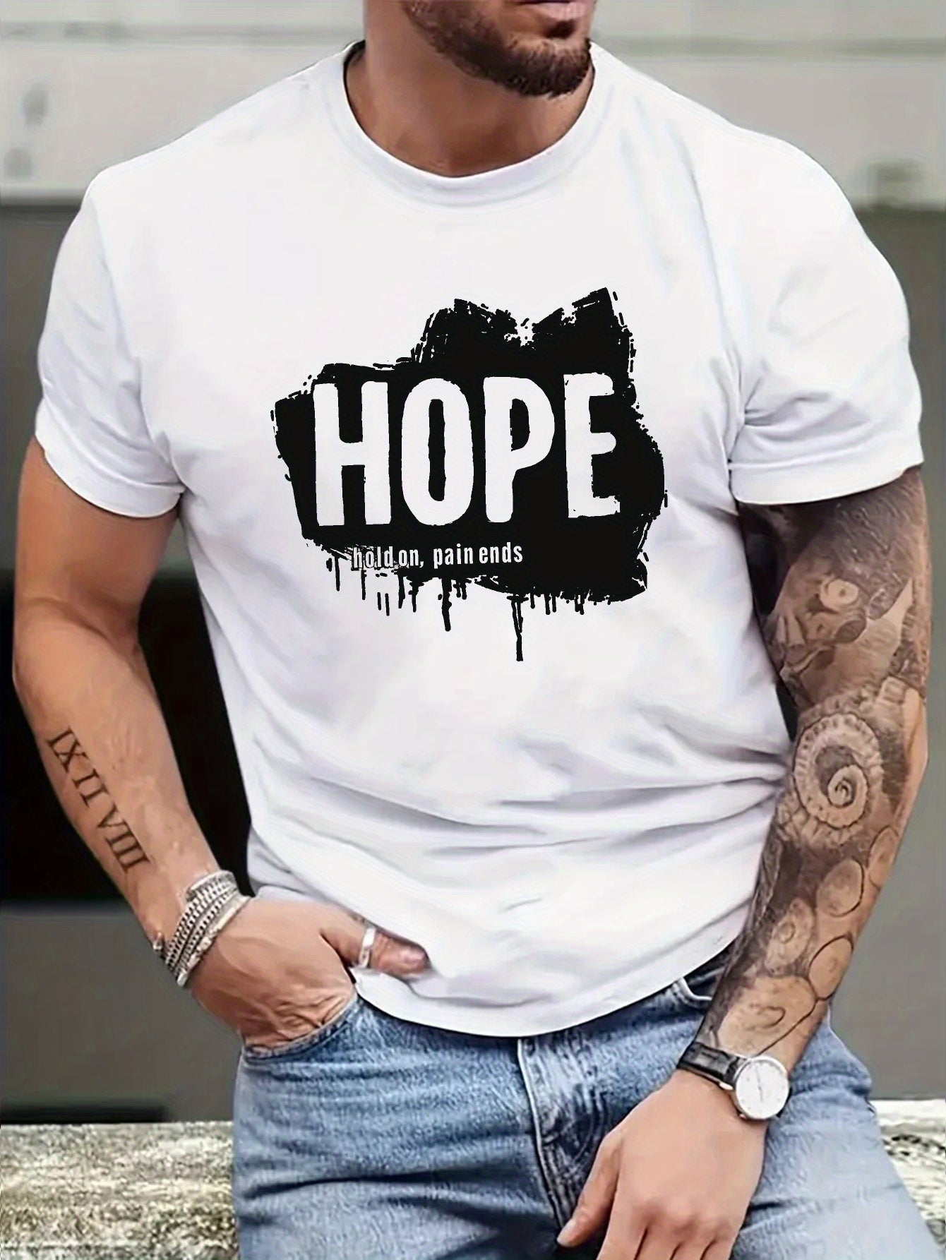 HOPE Hold On Pain Ends Men's Christian T-Shirt claimedbygoddesigns