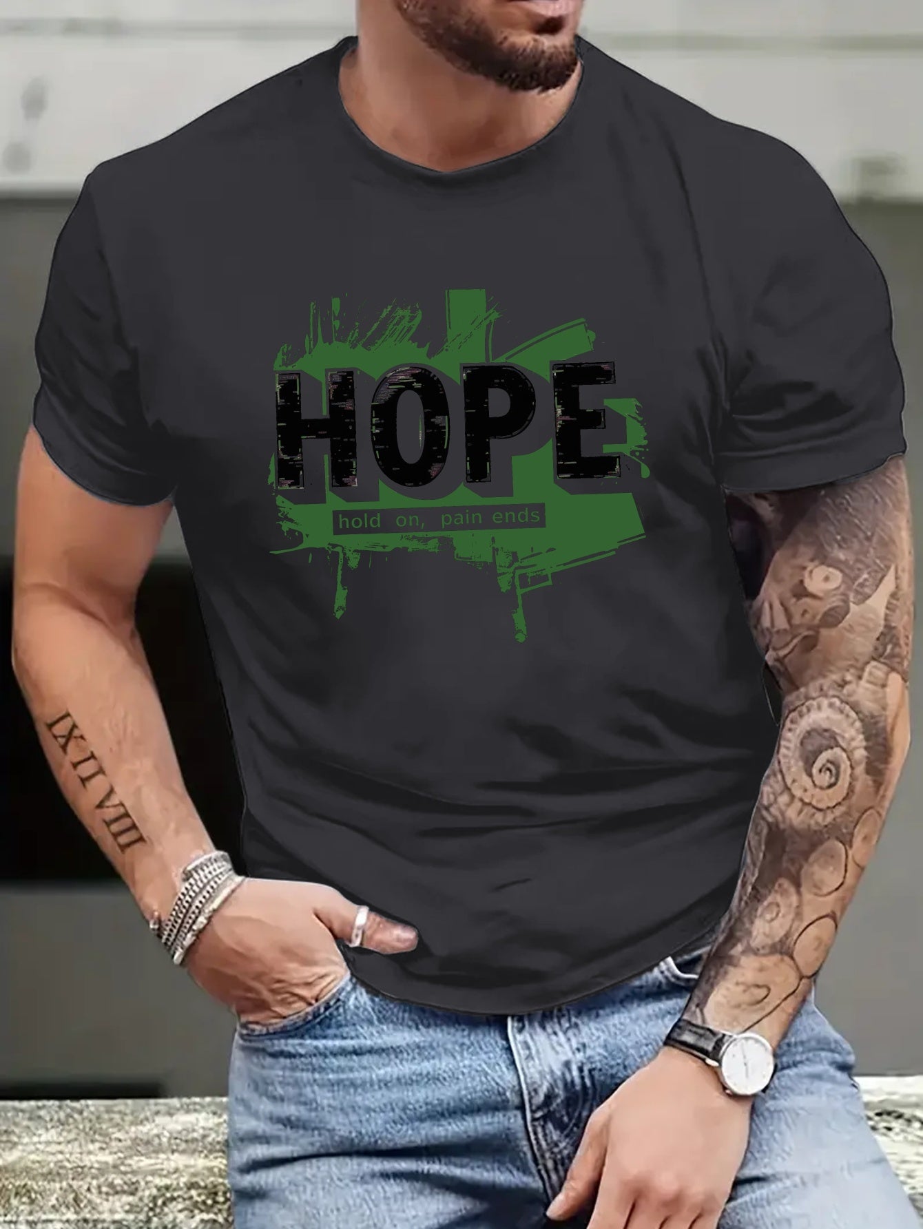 HOPE Hold On Pain Ends Men's Christian T-Shirt claimedbygoddesigns