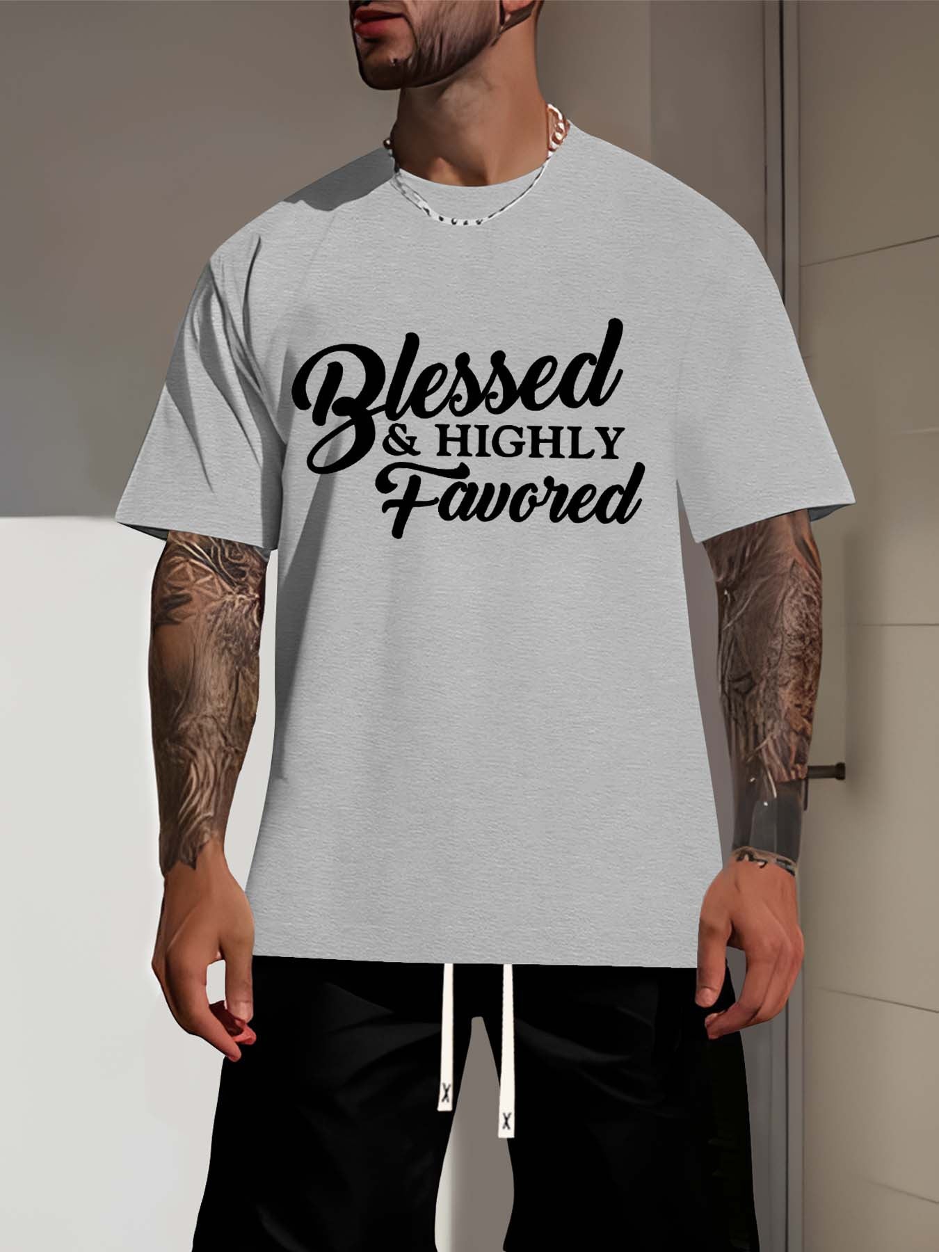 Blessed and Highly Favored Men's Christian T-shirt claimedbygoddesigns